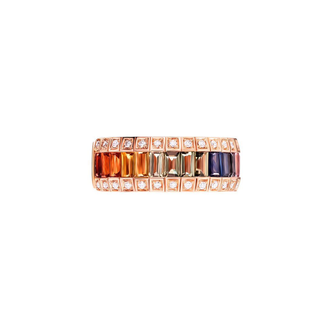 Noor Rose Gold Baguette Sapphire Half Set Band - Samra Jewellery - Diamond Jewellery - NOOR