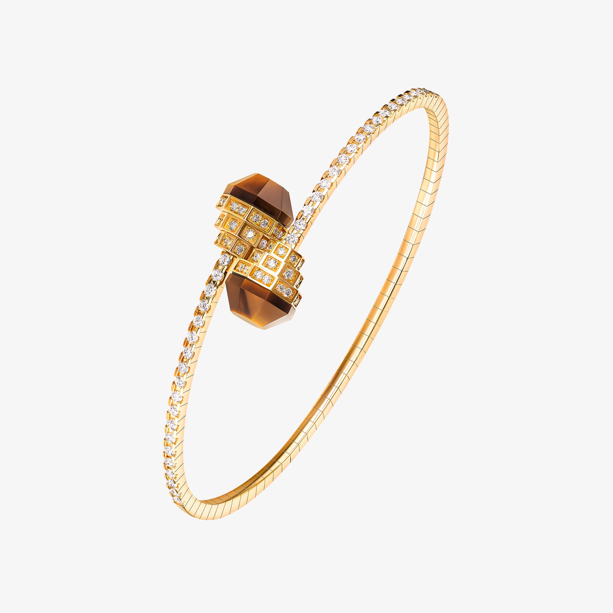 Azm Yellow Gold Tiger Eye Bangle - BANGLE WOMAN by Samra Jewellery