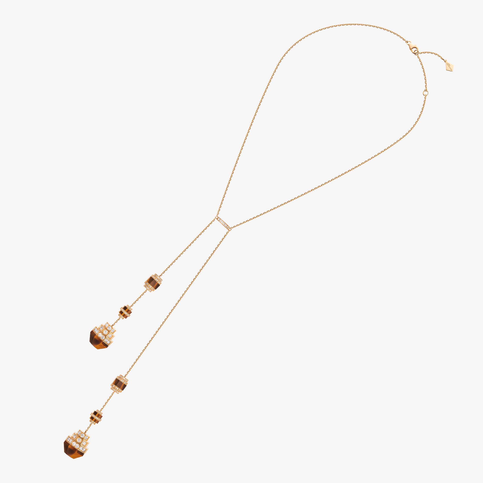 Azm Yellow Gold Tiger Eye Large Sautoir Necklace - NECKLACE WOMAN by Samra Jewellery