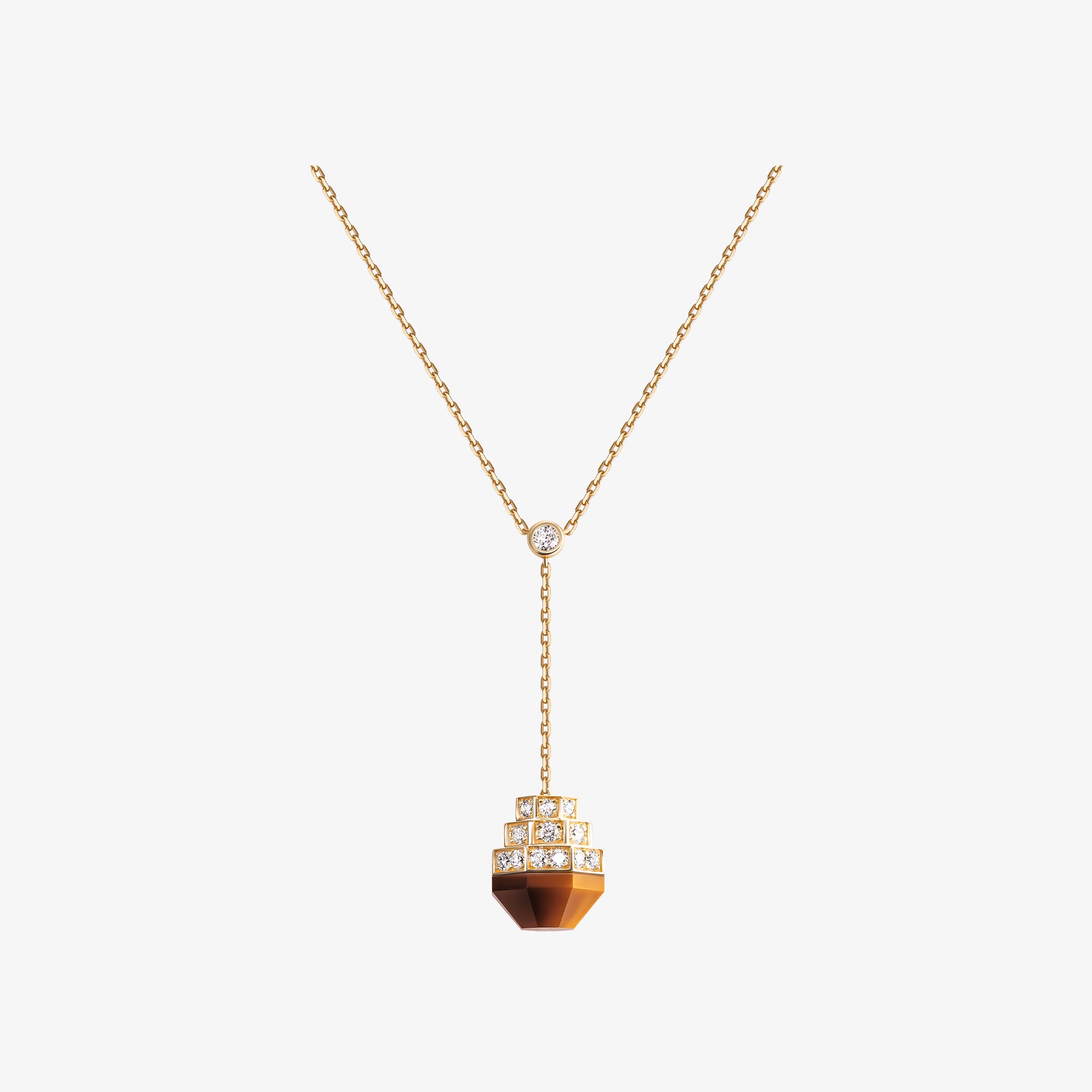 Azm Yellow Gold Tiger Eye Necklace - NECKLACE WOMAN by Samra Jewellery