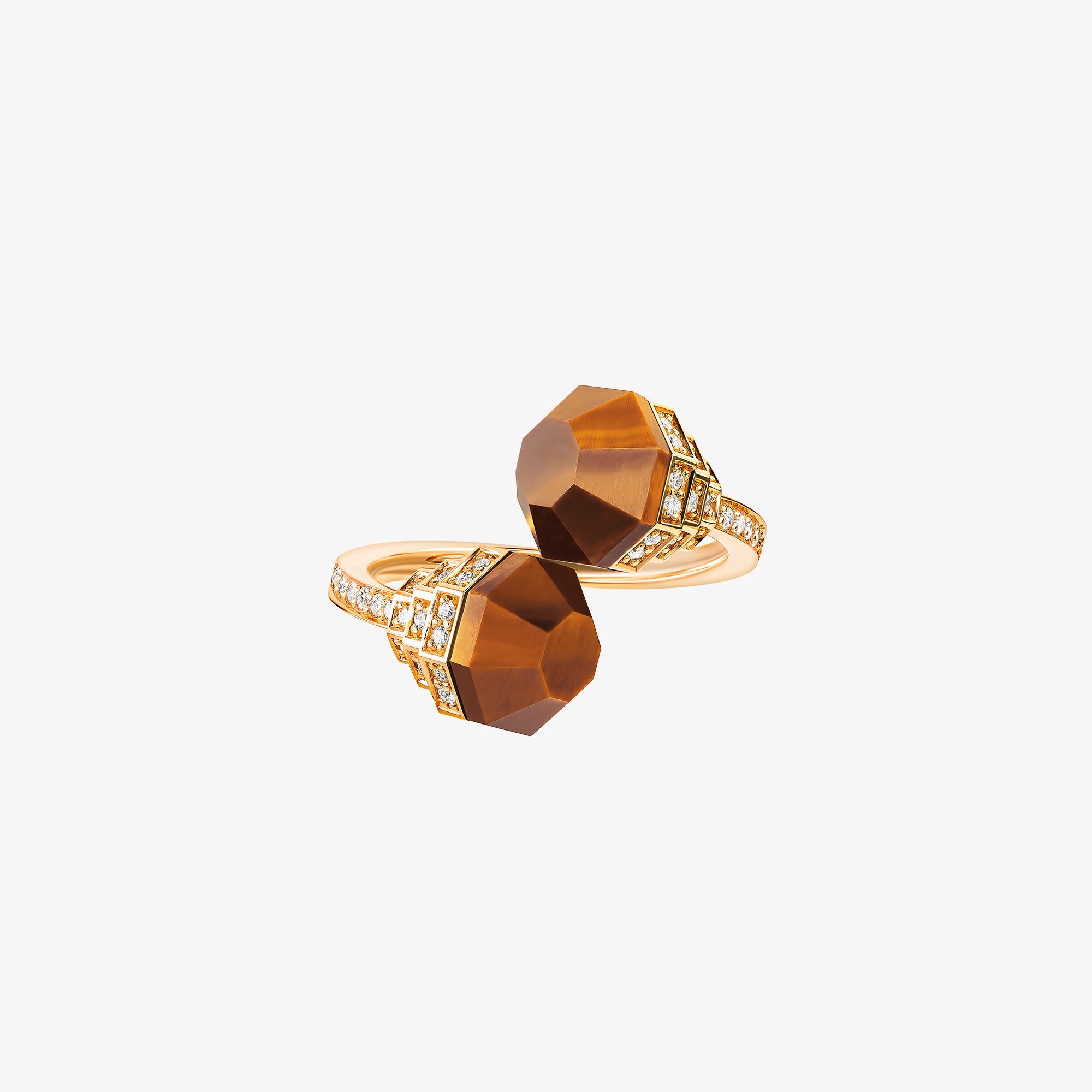 Azm Yellow Gold Tiger Eye Ring - RING WOMAN by Samra Jewellery
