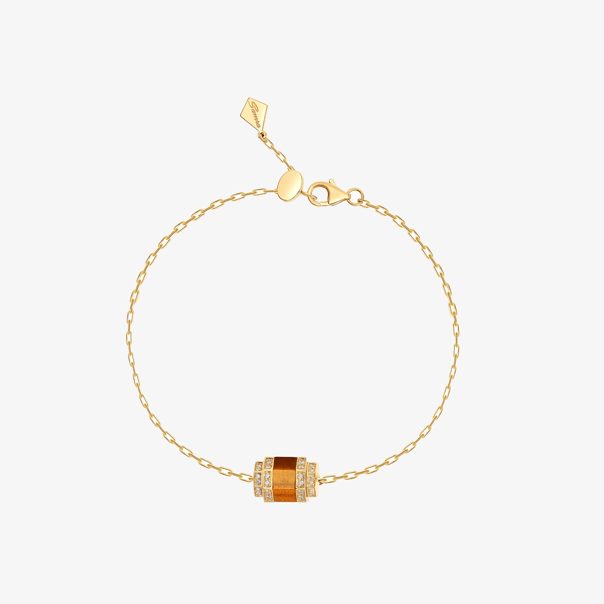 Azm Yellow Gold Tiger Eye Single Bracelet - BRACELET WOMAN by Samra Jewellery