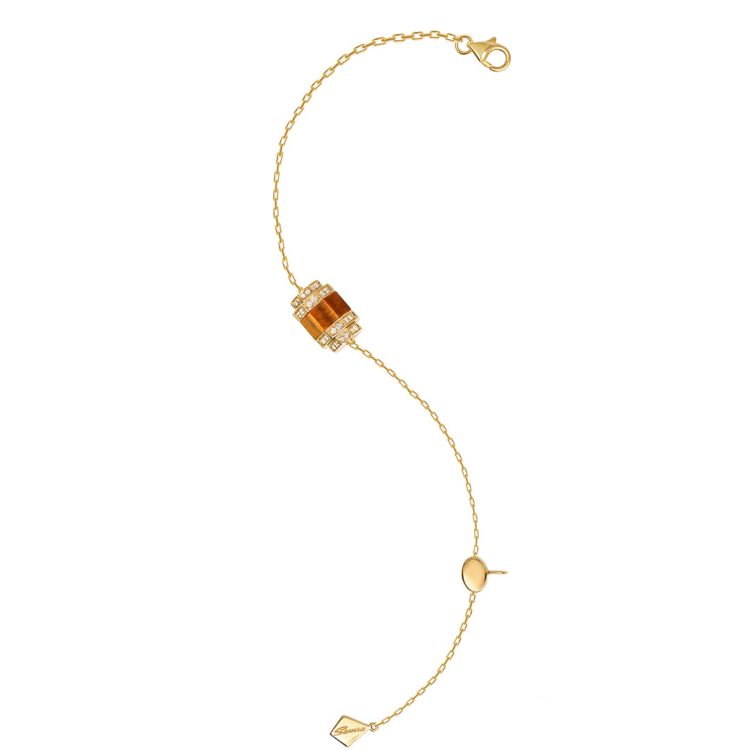 Azm Yellow Gold Tiger Eye Bracelet - Samra Jewellery - Diamond Jewellery - AZM