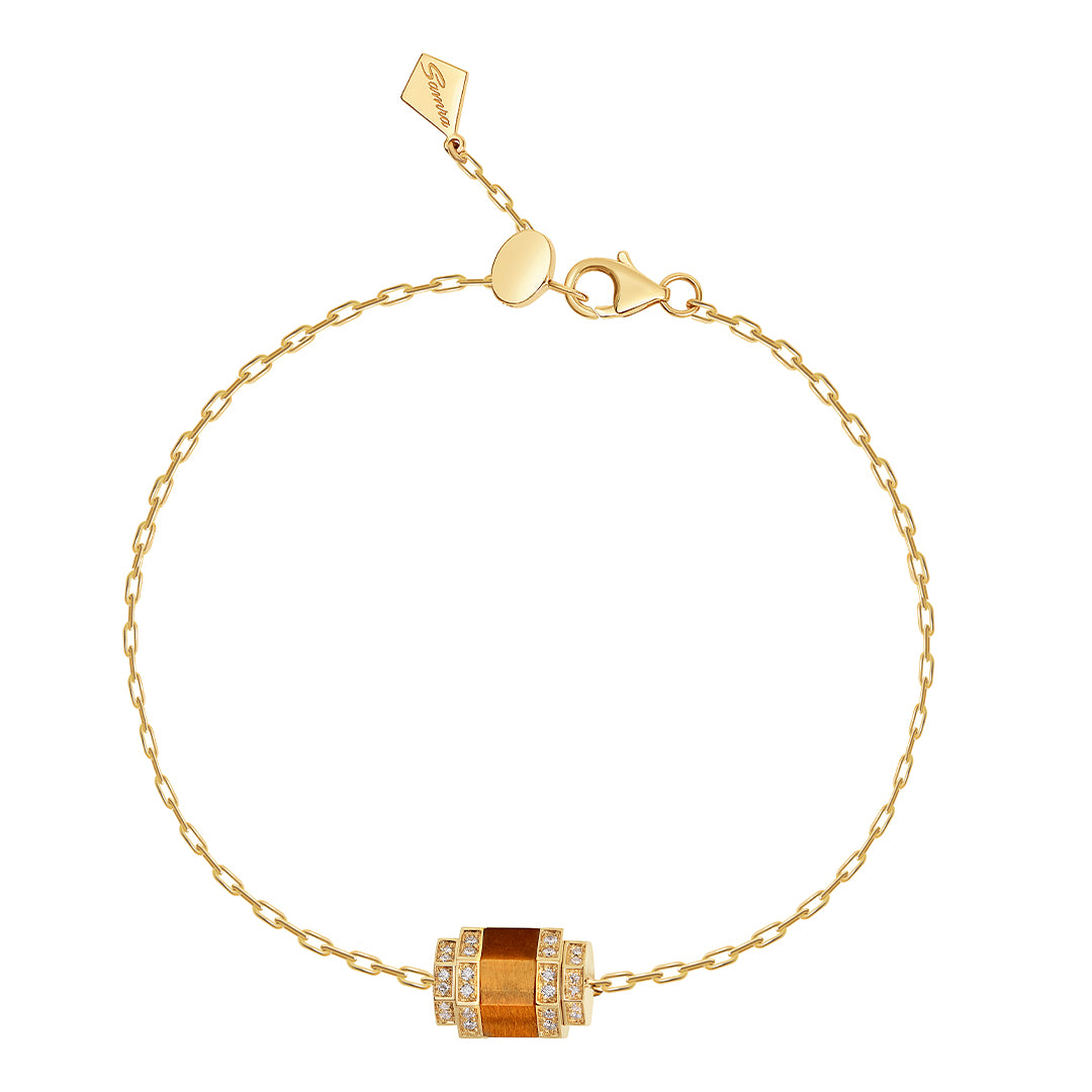 Azm Yellow Gold Tiger Eye Bracelet - Samra Jewellery - Diamond Jewellery - AZM