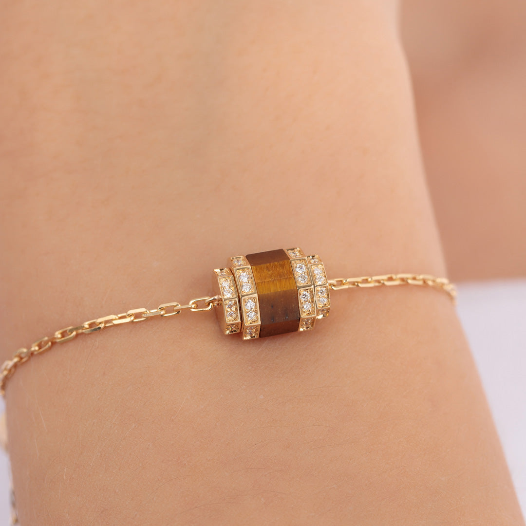 Azm Yellow Gold Tiger Eye Bracelet - Samra Jewellery - Diamond Jewellery - AZM