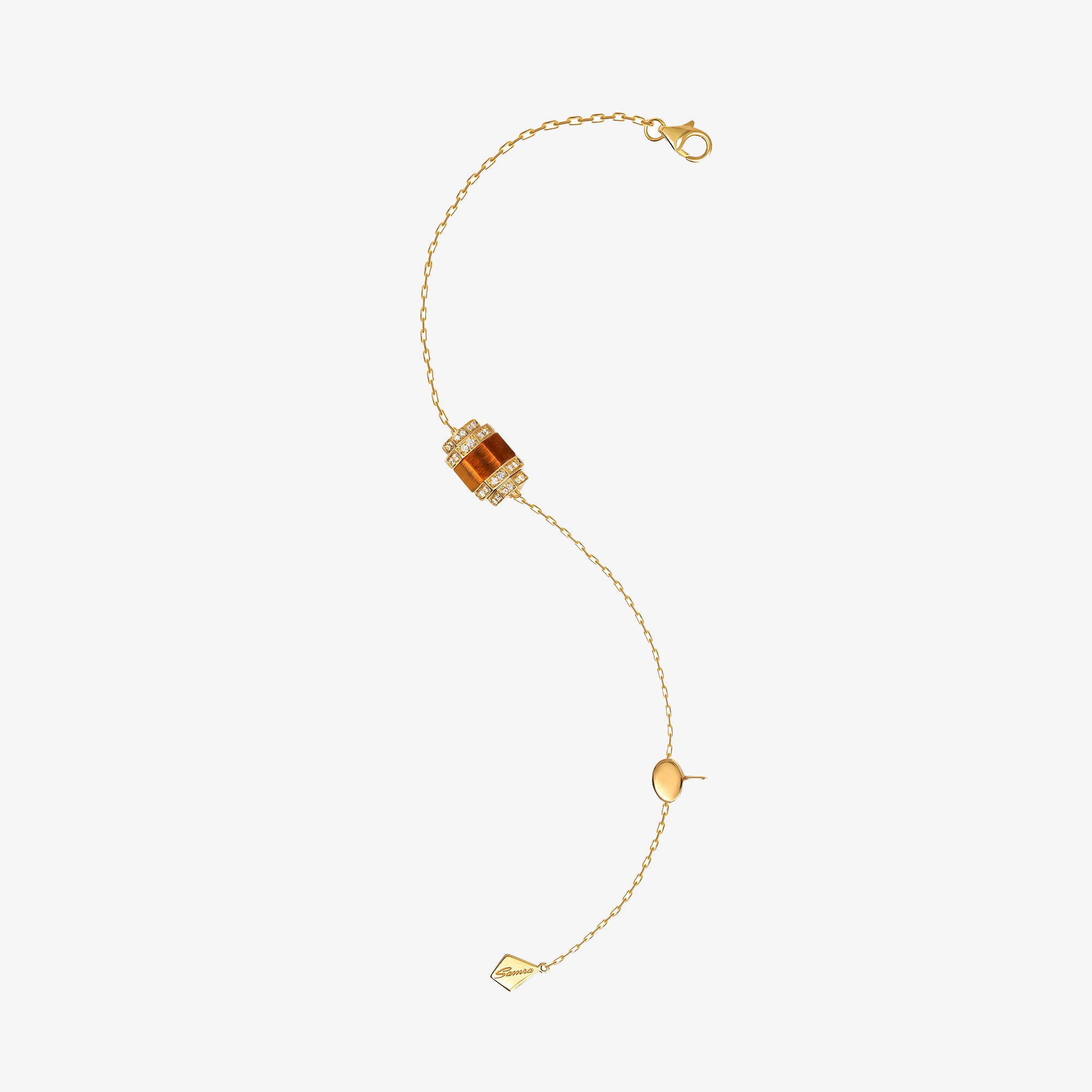 Azm Yellow Gold Tiger Eye Single Bracelet - BRACELET WOMAN by Samra Jewellery