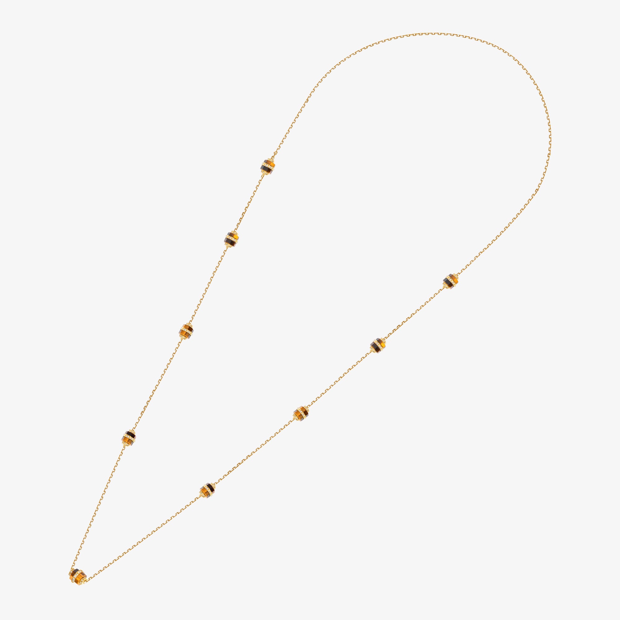 Azm Yellow Gold Tiger Eye Small Sautoir Necklace - NECKLACE WOMAN by Samra Jewellery