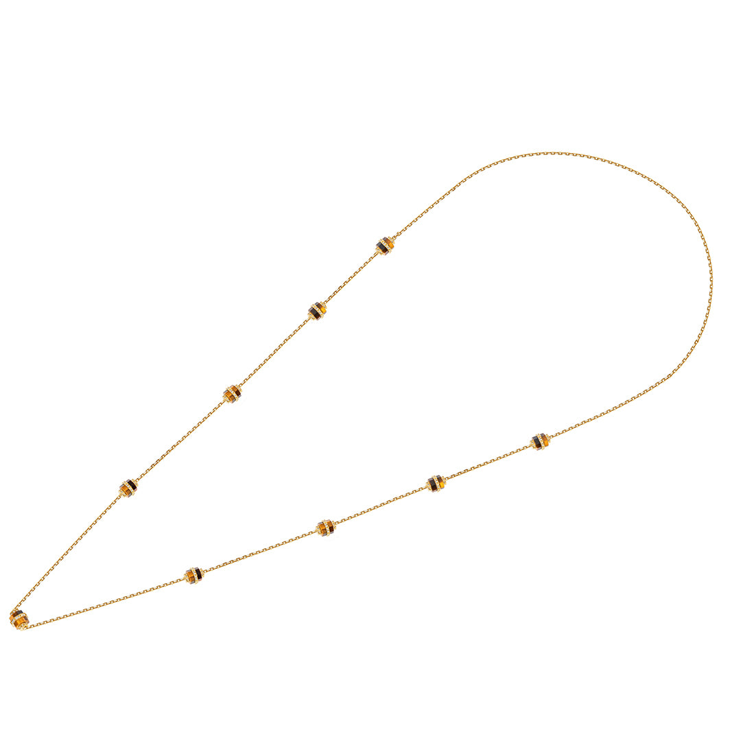 Azm Yellow Gold Tiger Eye Small Sautoire Necklace - Samra Jewellery - Diamond Jewellery - AZM