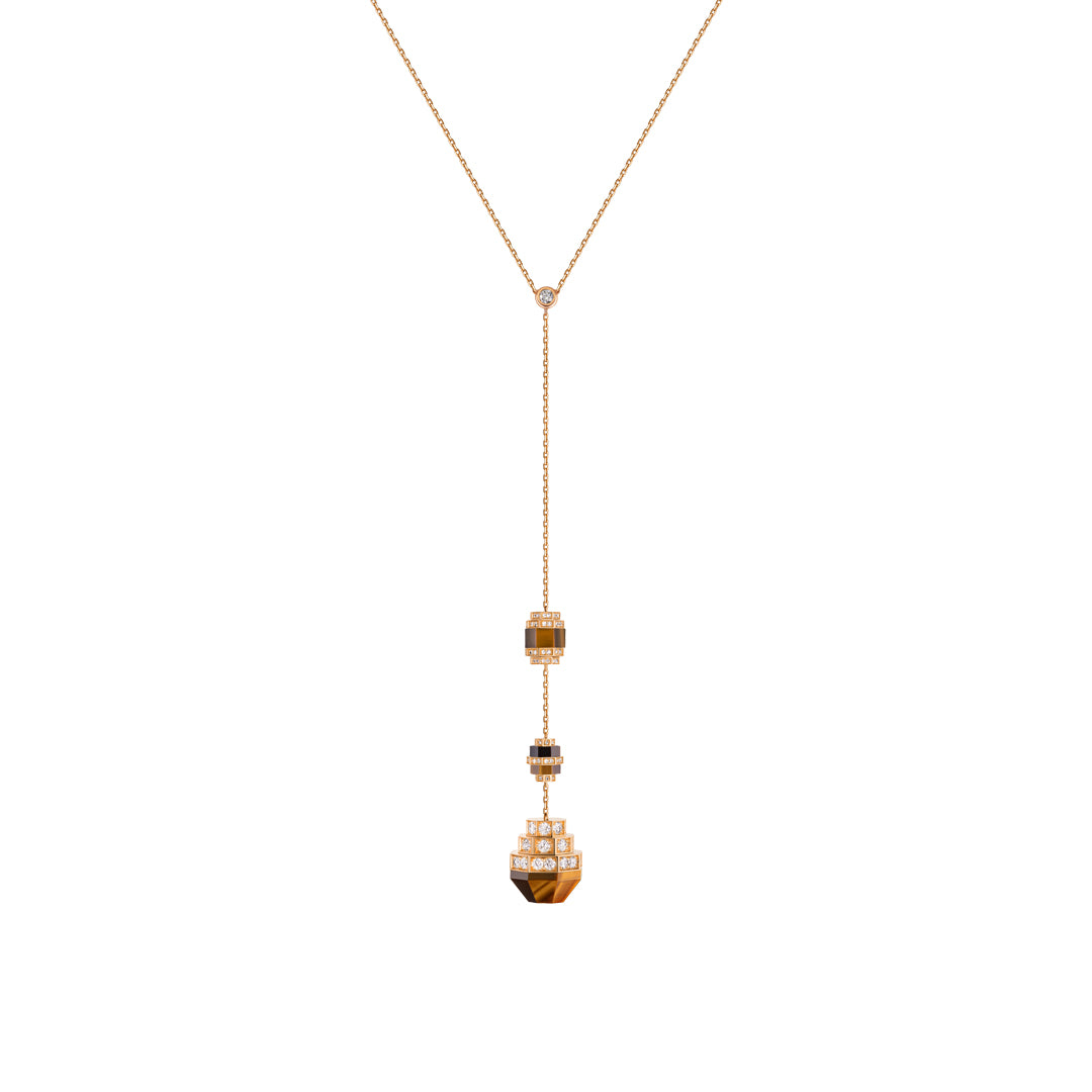 Azm Yellow Gold Tiger Eye Large Necklace - Samra Jewellery - Diamond Jewellery - AZM
