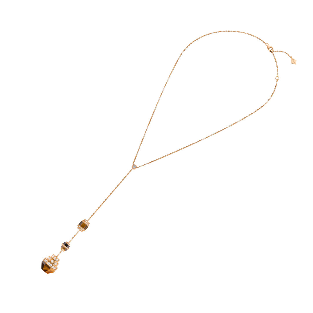 Azm Yellow Gold Tiger Eye Large Necklace - Samra Jewellery - Diamond Jewellery - AZM