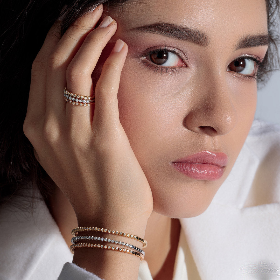 Barq Yellow Gold Diamond Bangle - Samra Jewellery - Diamond Jewellery - BARQ