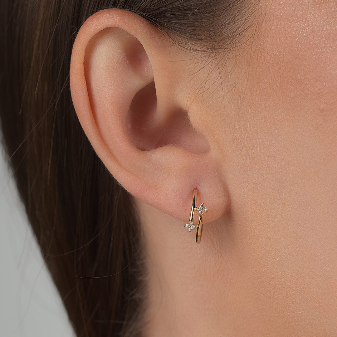 Barq Yellow Gold and Diamond Earrings - Samra Jewellery - Diamond Jewellery - BARQ