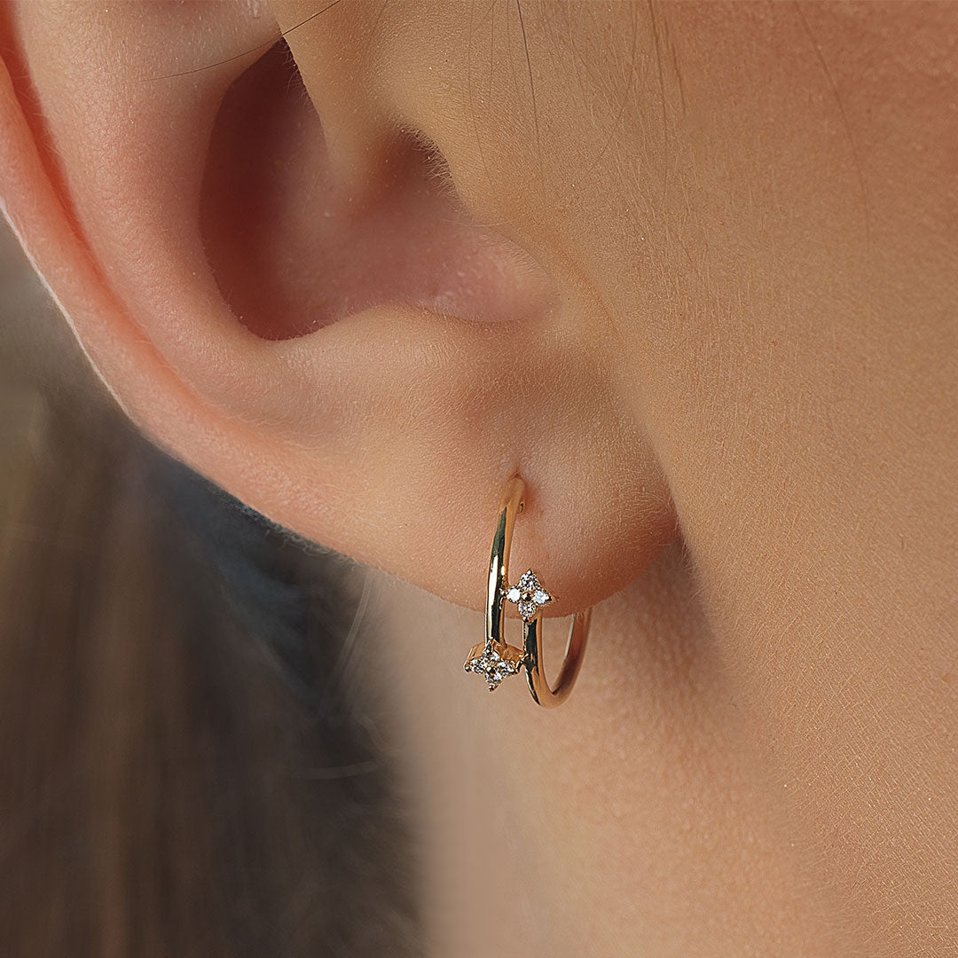 Barq Yellow Gold and Diamond Earrings - Samra Jewellery - Diamond Jewellery - BARQ