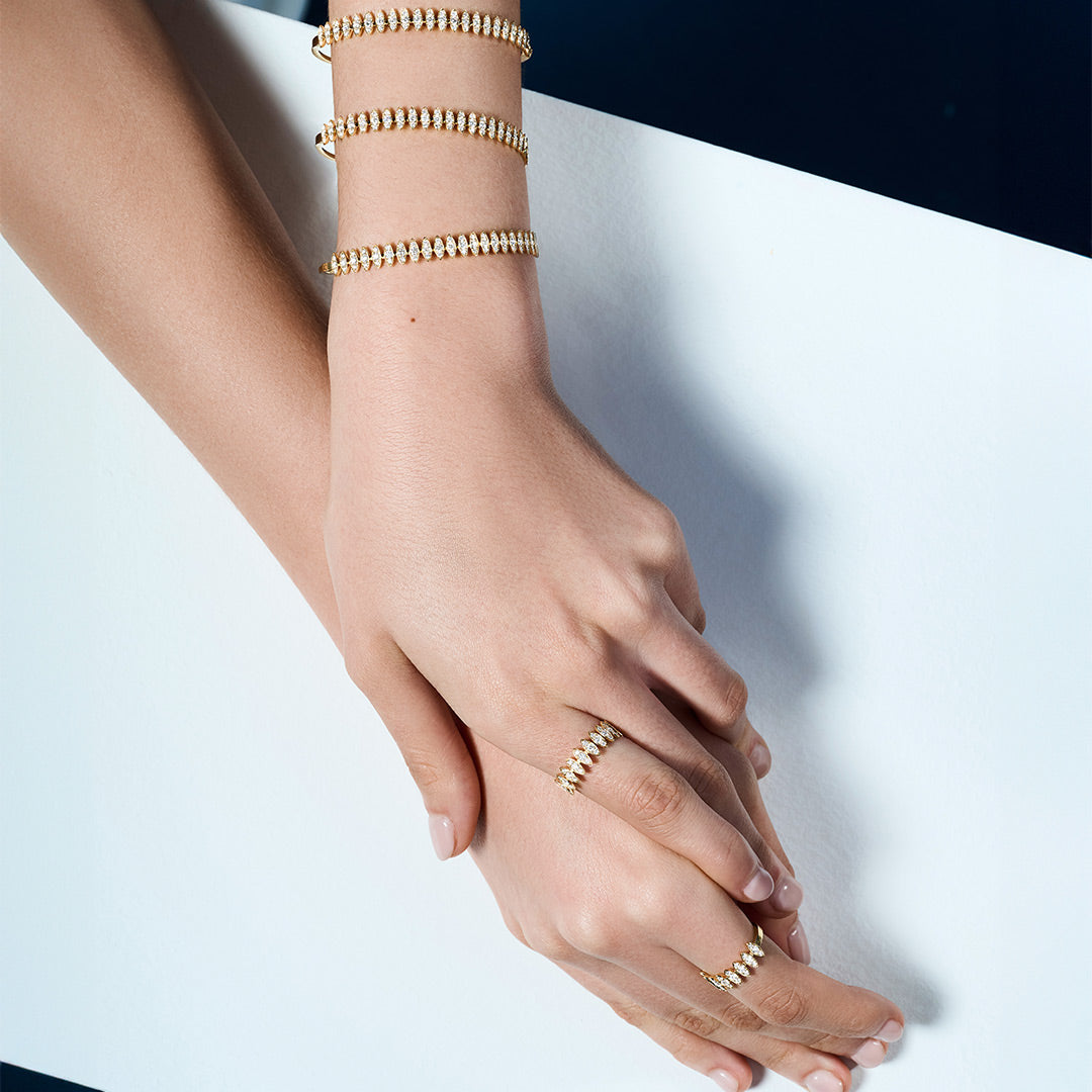 Barq Marquise Yellow Gold Diamond Small Bangle - Samra Jewellery - Diamond Jewellery - BARQ