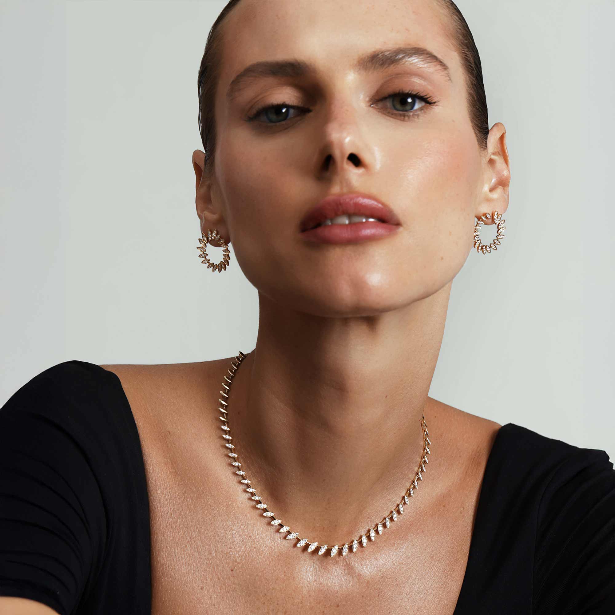 Barq Marquise Yellow Gold Diamond Necklace