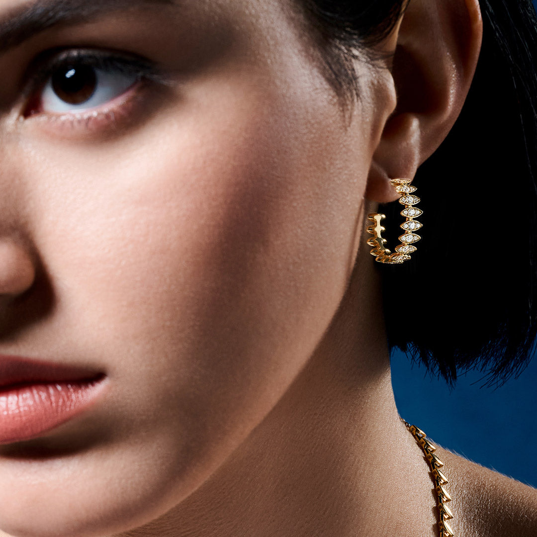 Barq Marquise Yellow Gold Diamond Large Earring - Samra Jewellery - Diamond Jewellery - BARQ