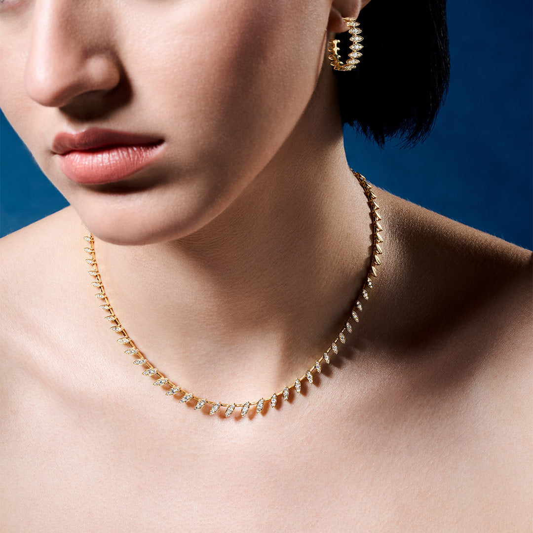 Barq Marquise Yellow Gold Diamond Necklace - Samra Jewellery - Diamond Jewellery - BARQ