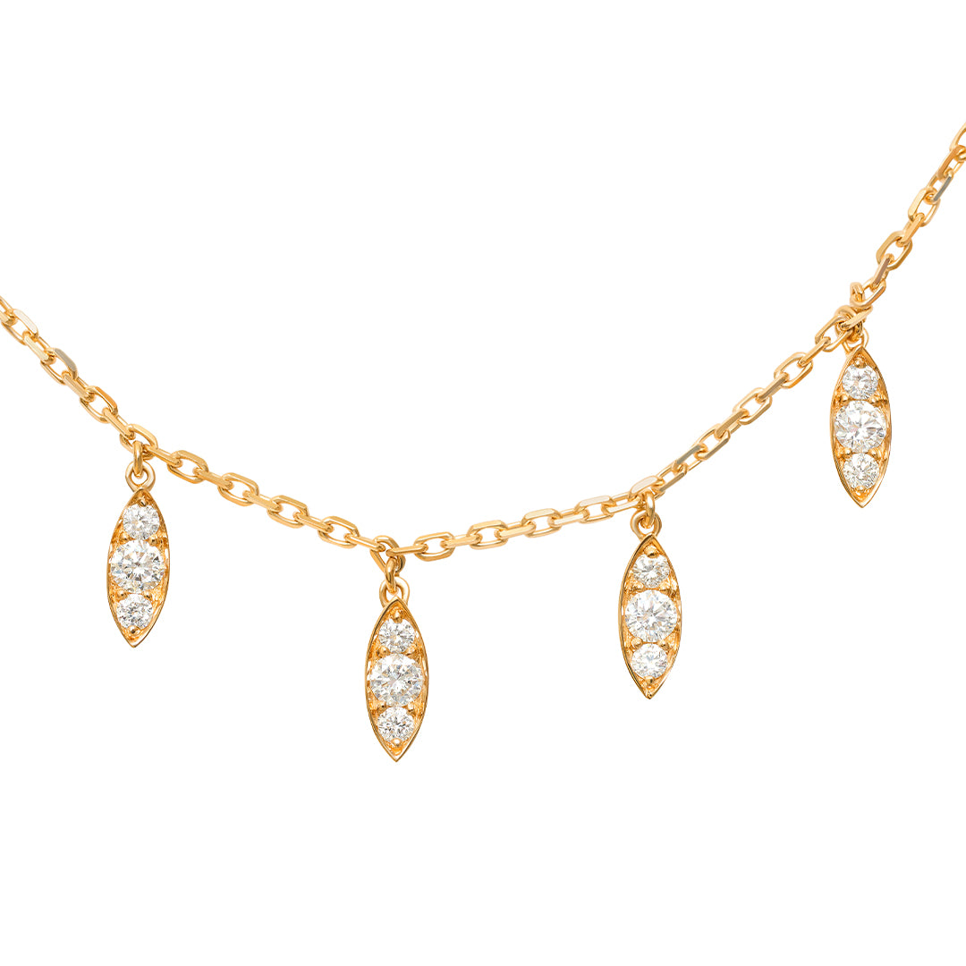 Barq Marquise Yellow Gold Diamond Dangling Necklace - Samra Jewellery - Diamond Jewellery - BARQ