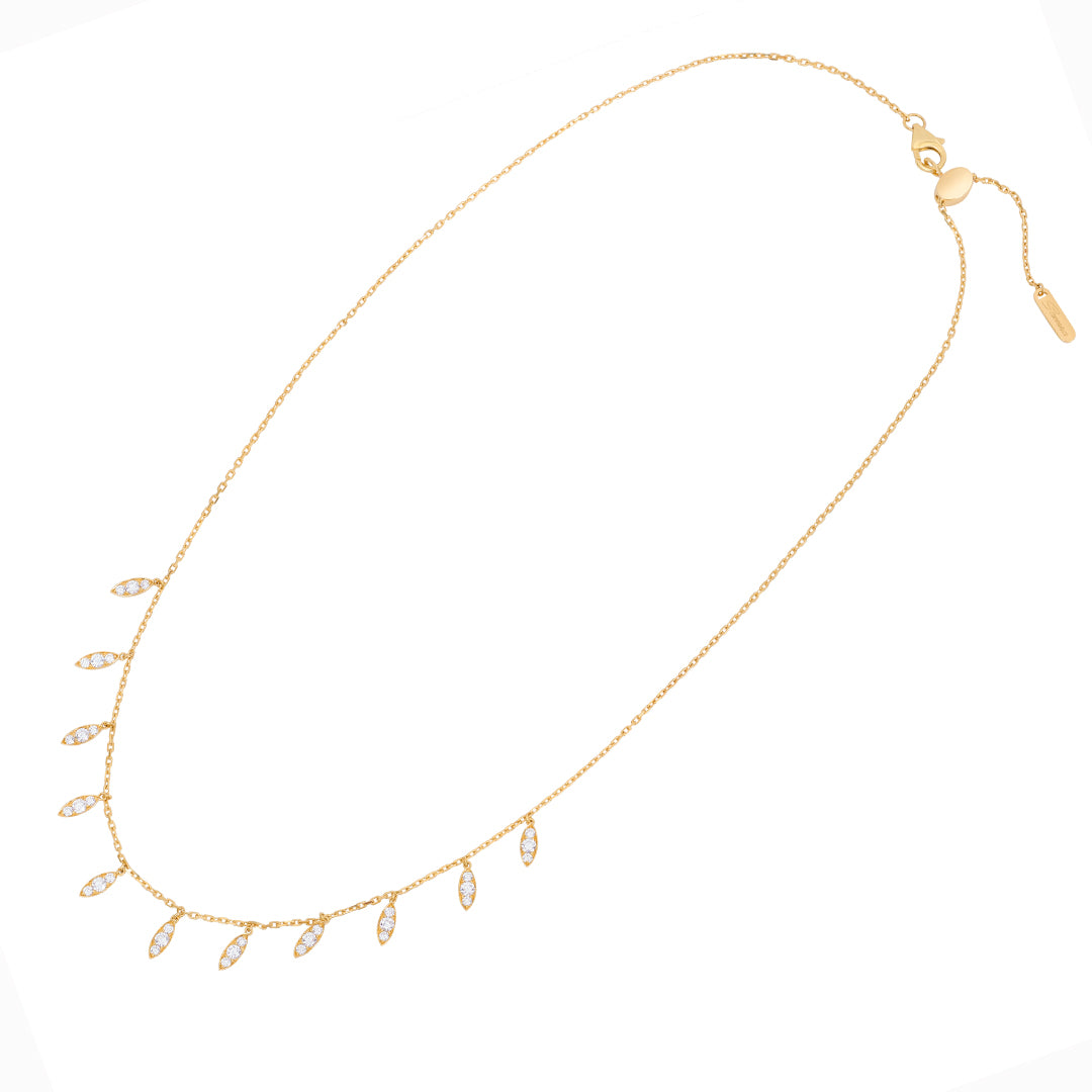 Barq Marquise Yellow Gold Diamond Dangling Necklace - Samra Jewellery - Diamond Jewellery - BARQ