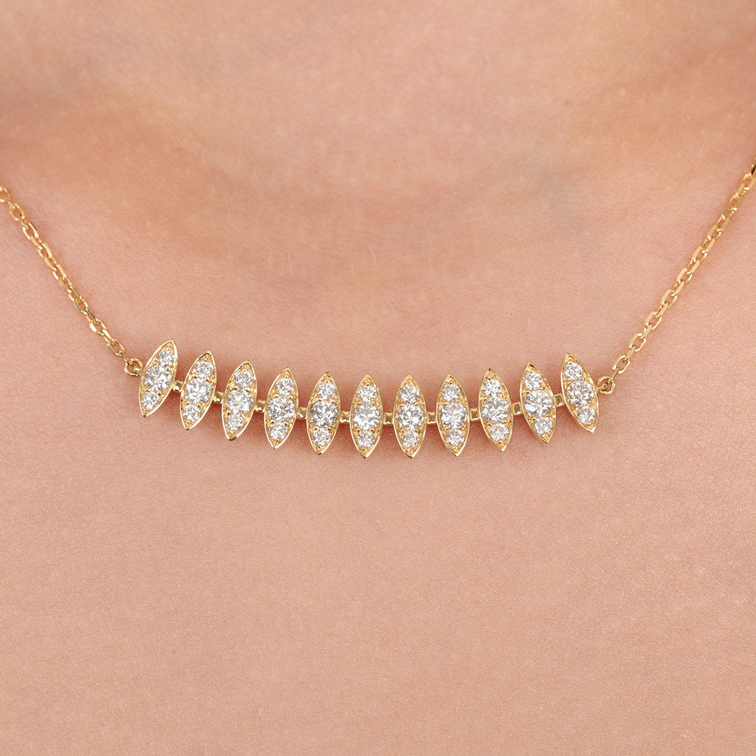Barq Marquise Yellow Gold Diamond Large Necklace - Samra Jewellery - Diamond Jewellery - BARQ