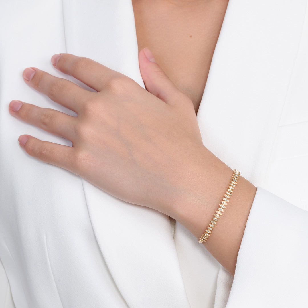 Barq Marquise Yellow Gold Diamond Small Bangle - Samra Jewellery - Diamond Jewellery - BARQ