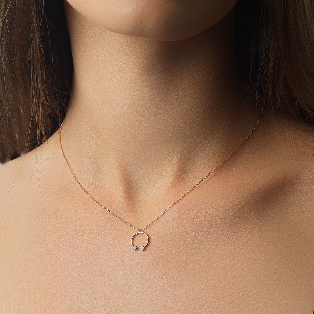 Barq Rose Gold and Diamond Necklace - Samra Jewellery - Diamond Jewellery - BARQ