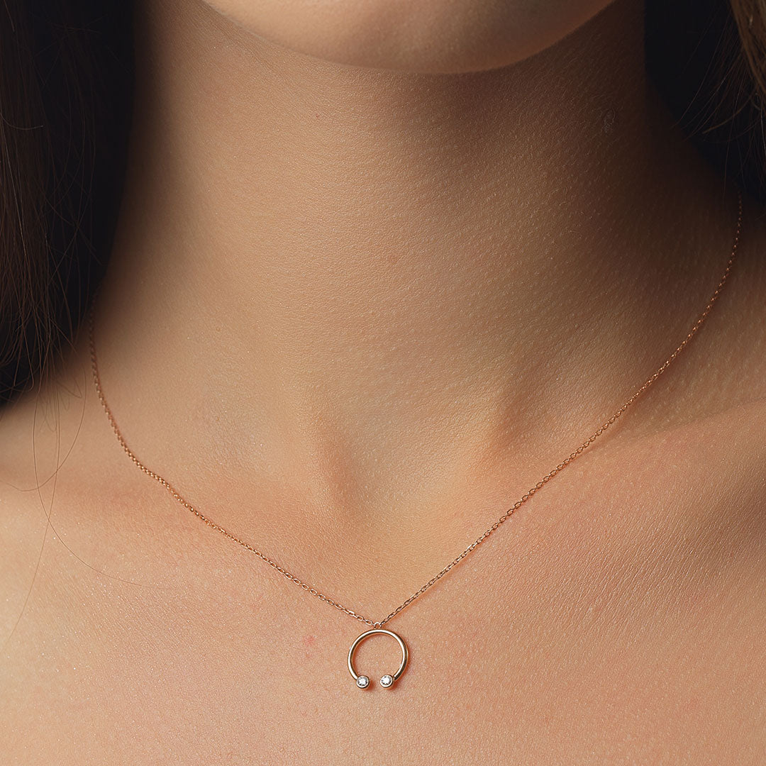 Barq Rose Gold and Diamond Necklace - Samra Jewellery - Diamond Jewellery - BARQ