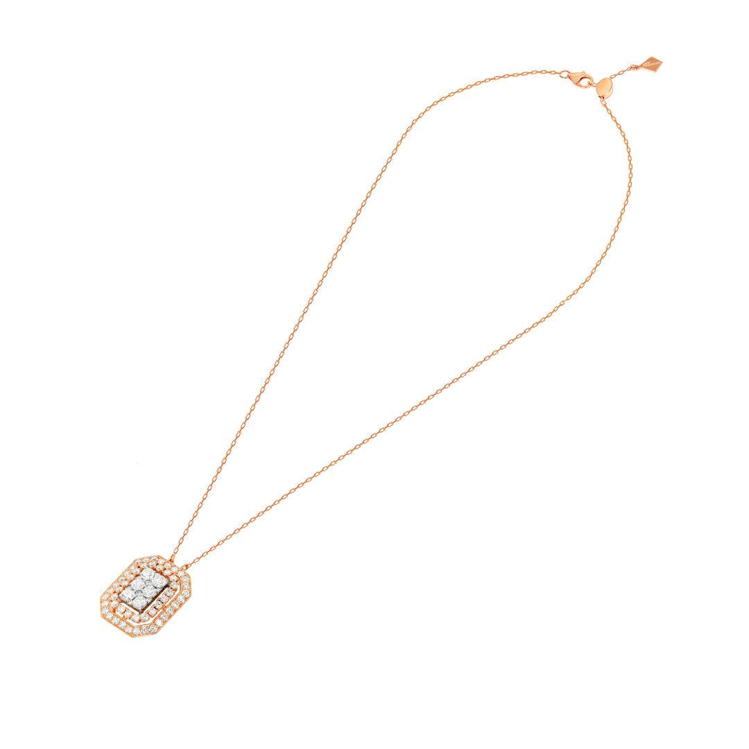 Barq Octagon Rose White Gold Diamond Necklace - Samra Jewellery - Diamond Jewellery - BARQ
