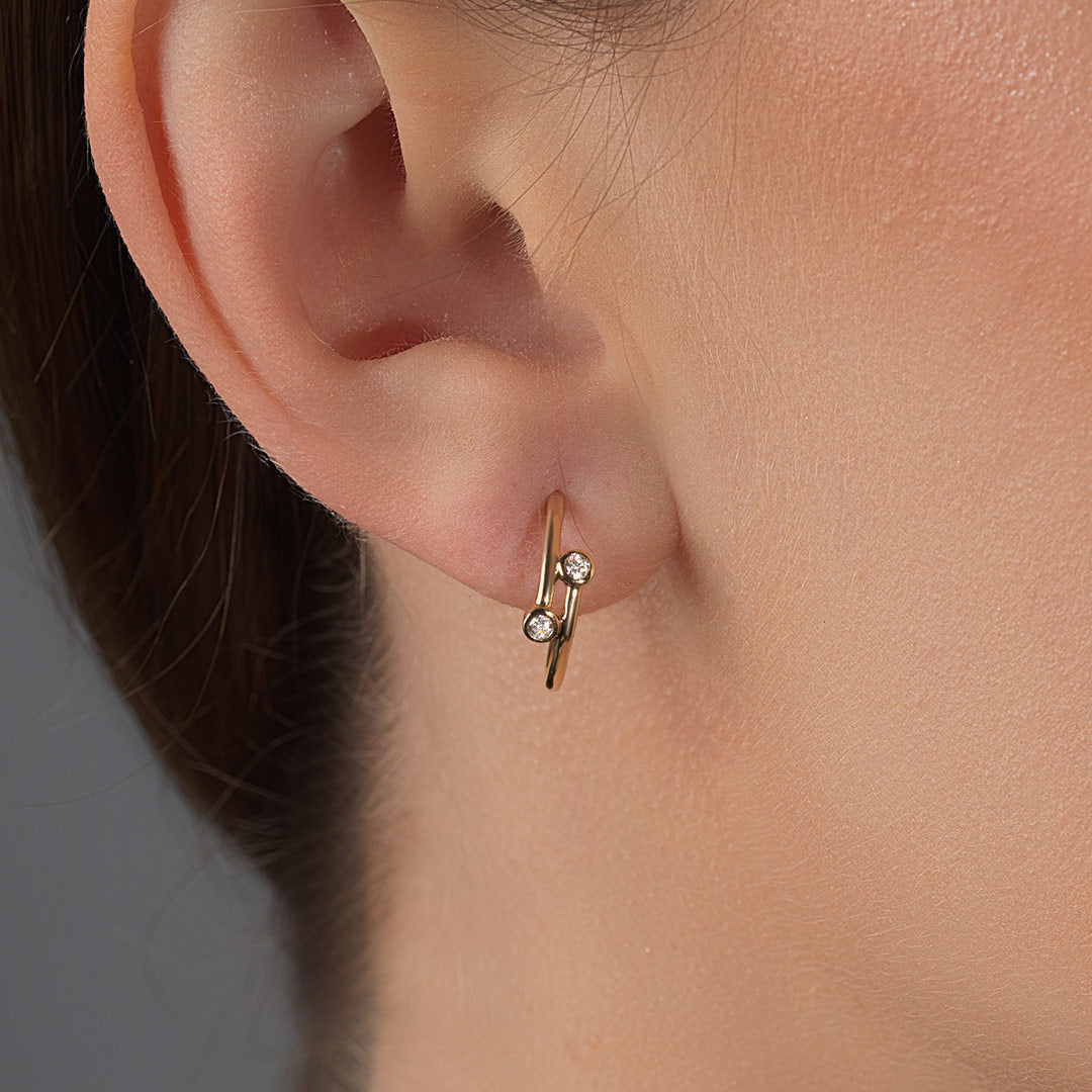 Barq Yellow Gold and Diamond Earrings - Samra Jewellery - Diamond Jewellery - BARQ