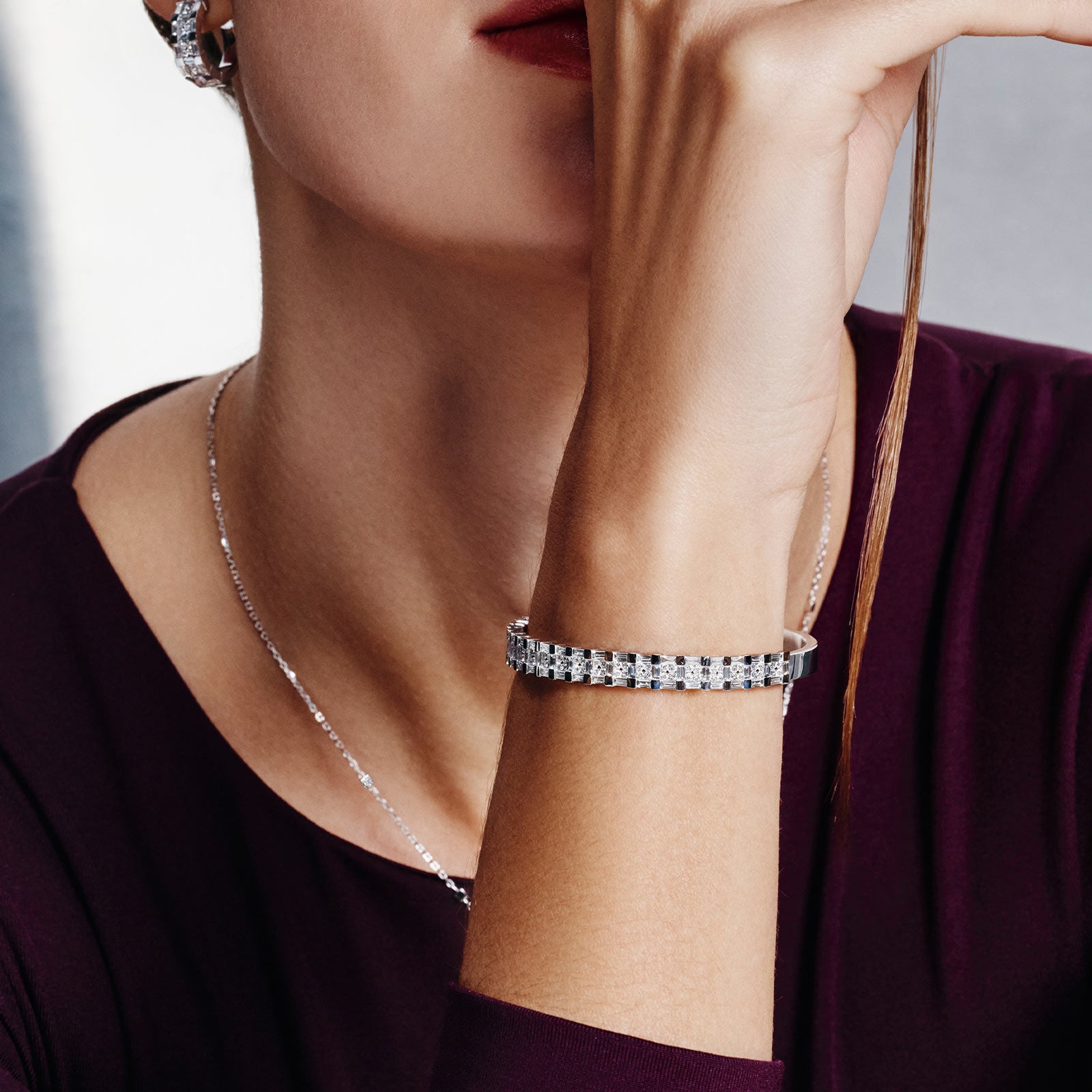 Barq Splendore White Gold Diamond Bangle - Samra Jewellery - Diamond Jewellery - Samra Jewellery