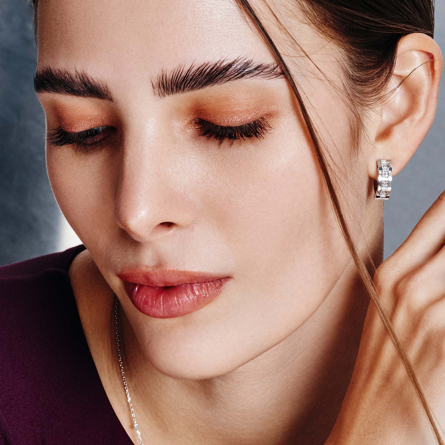 Barq Splendore White Gold Diamond Hoop Earring - Samra Jewellery - Diamond Jewellery - Samra Jewellery