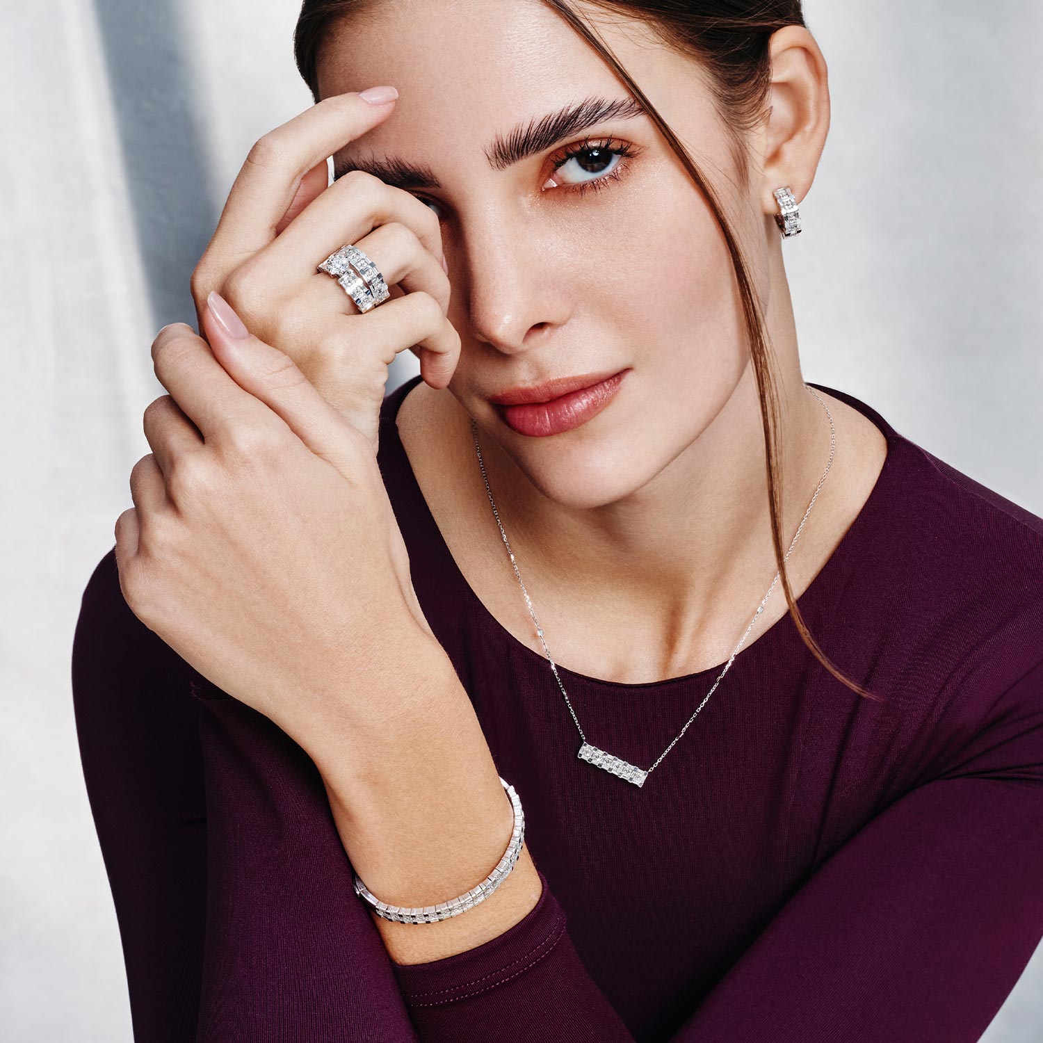 Barq Splendore White Gold Diamond Hoop Earring - Samra Jewellery - Diamond Jewellery - Samra Jewellery