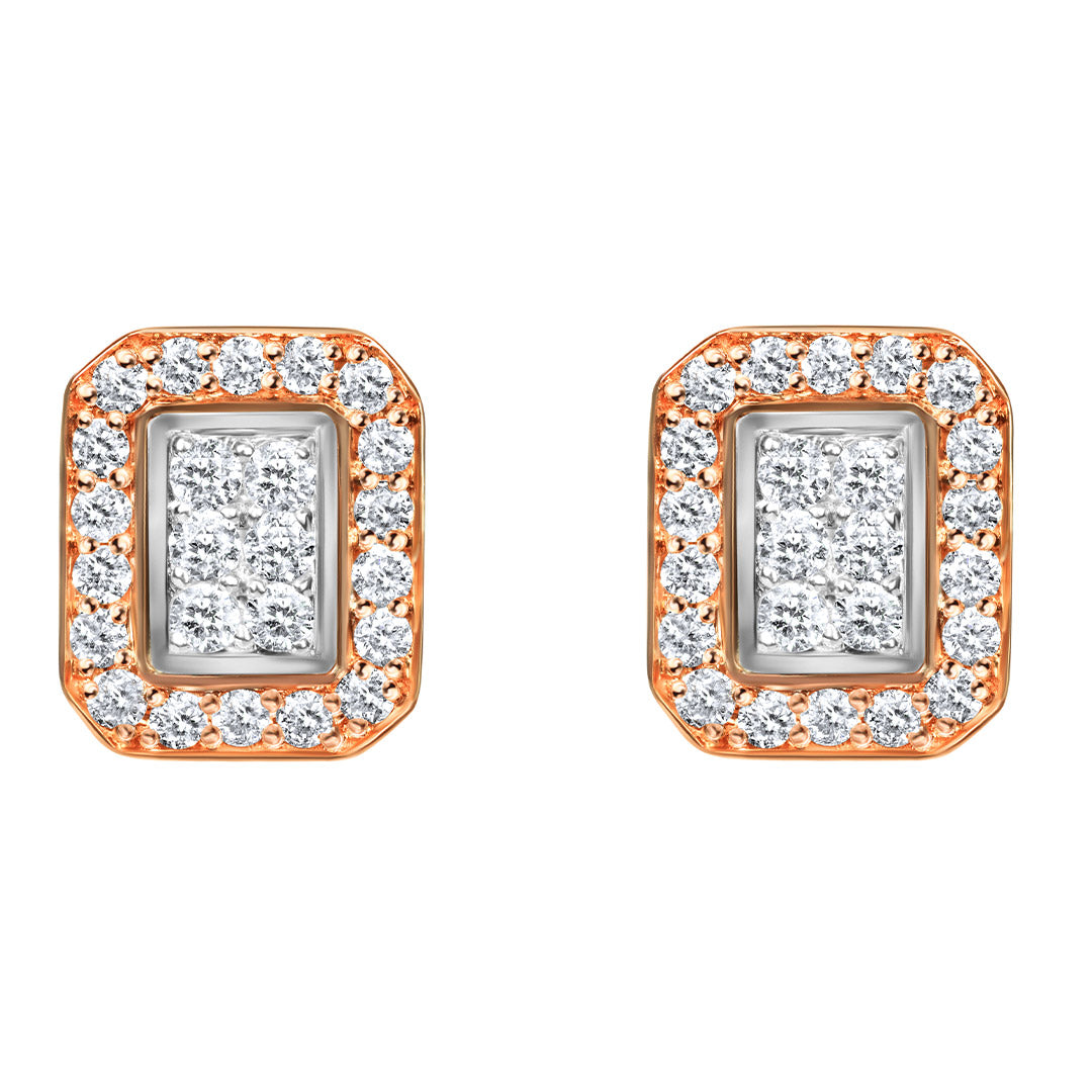 Barq Square Rose White Gold Diamond Earring - Samra Jewellery - Diamond Jewellery - BARQ