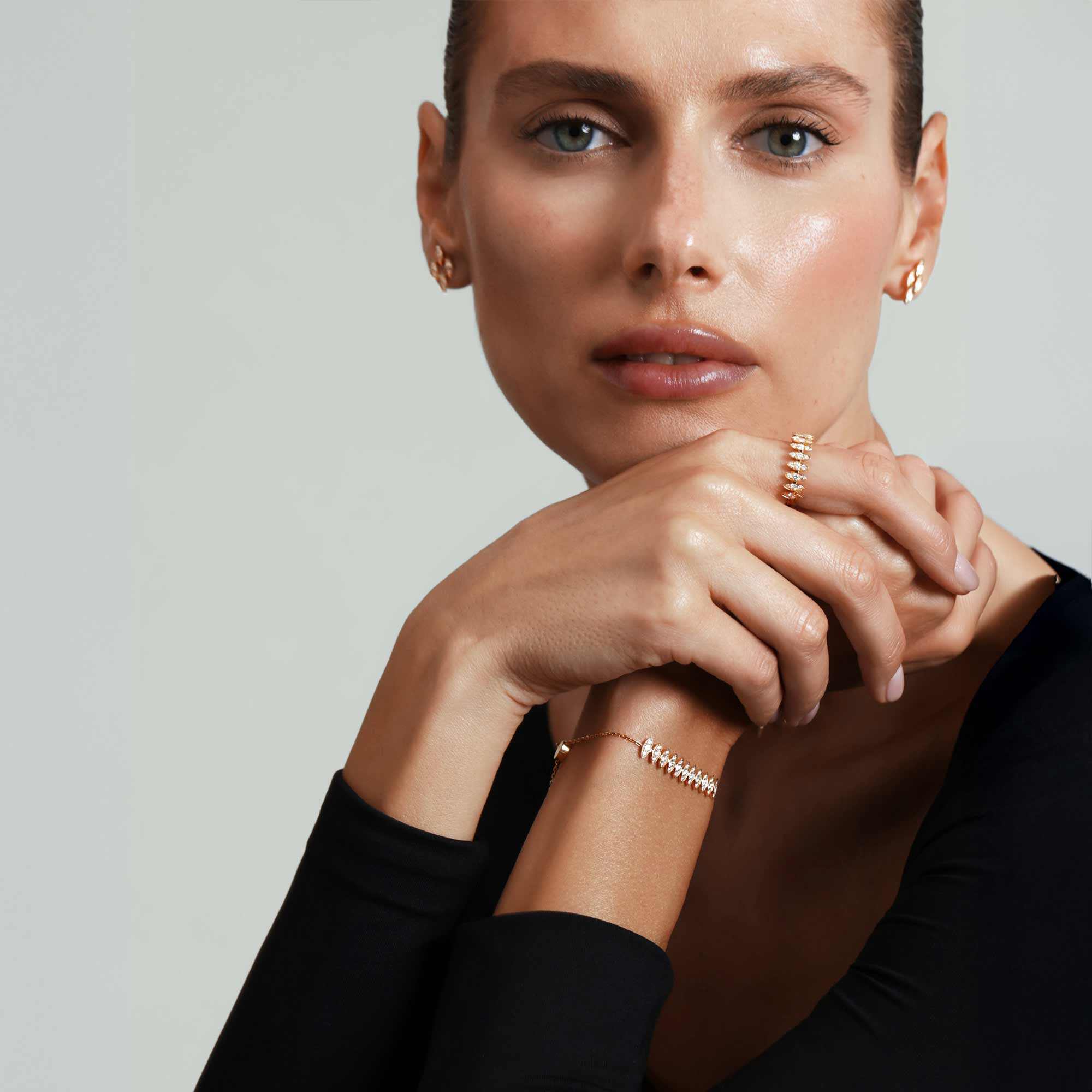 Barq Marquise Yellow Gold Diamond Large Bracelet