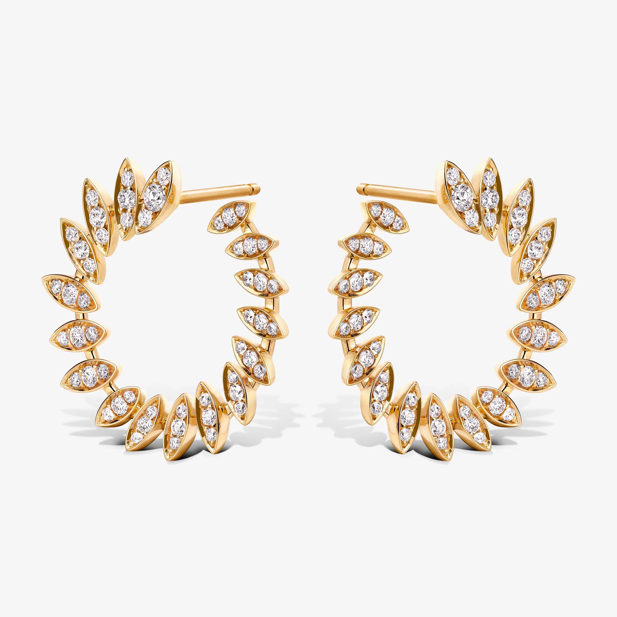 Barq Marquise Yellow Gold Diamond Circle Earring - EARRING WOMAN by Samra Jewellery