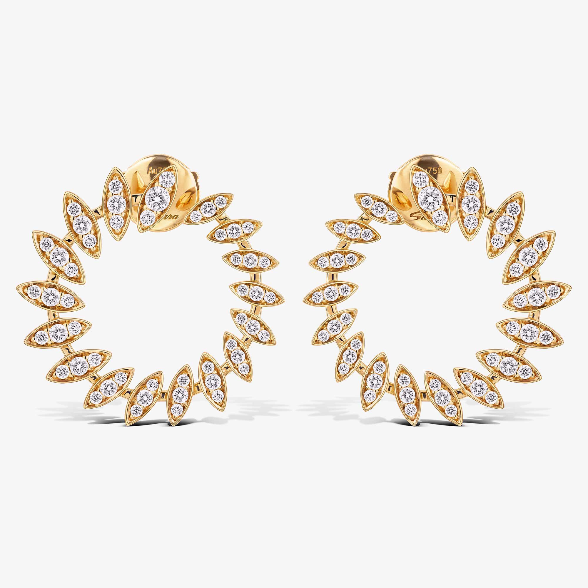 Barq Marquise Yellow Gold Diamond Circle Earring - EARRING WOMAN by Samra Jewellery