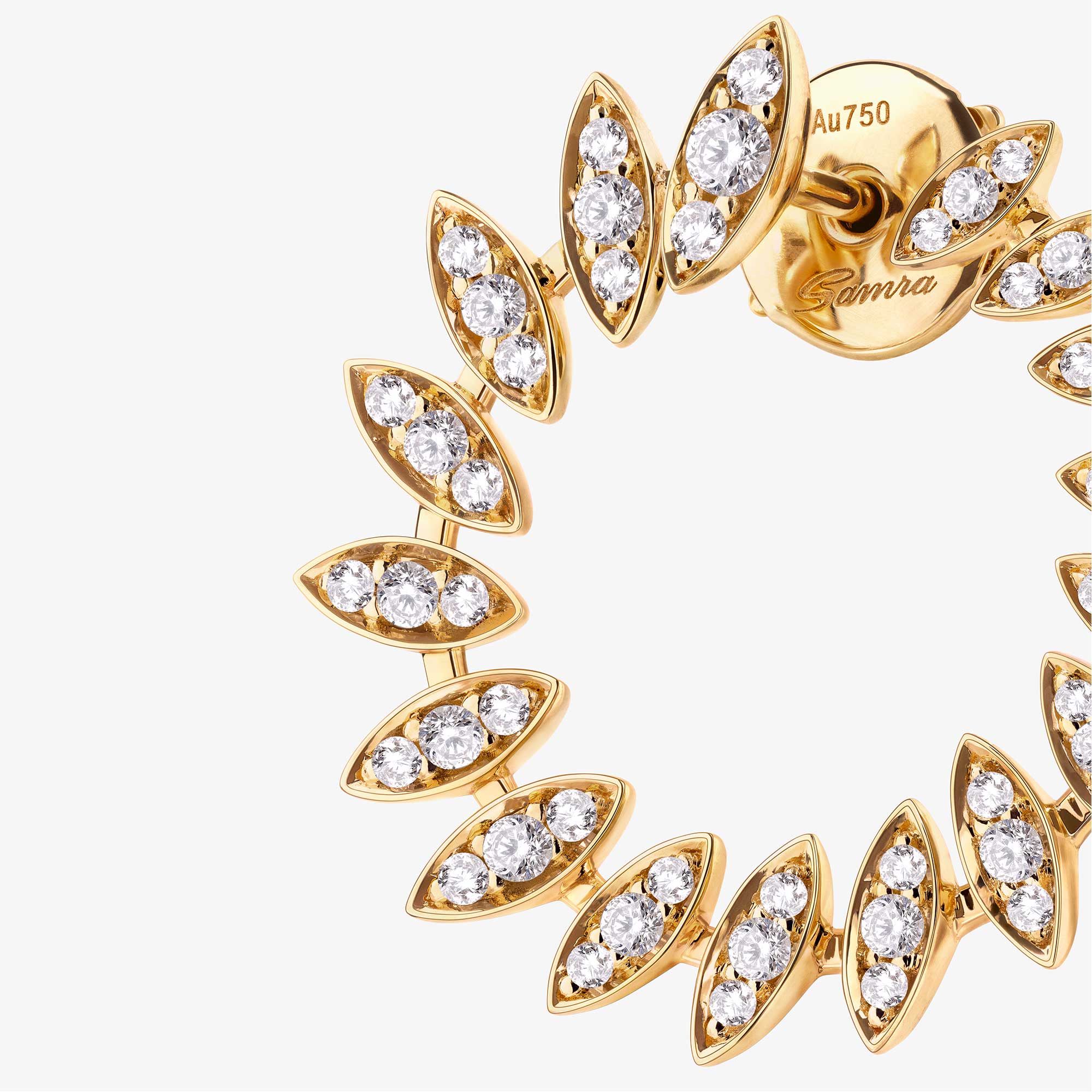 Barq Marquise Yellow Gold Diamond Circle Earring - EARRING WOMAN by Samra Jewellery