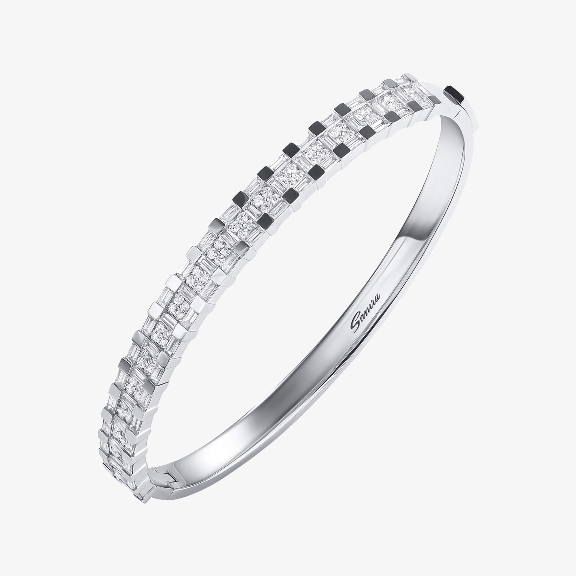 سوار دائري من الذهب الأبيض والماس من برق