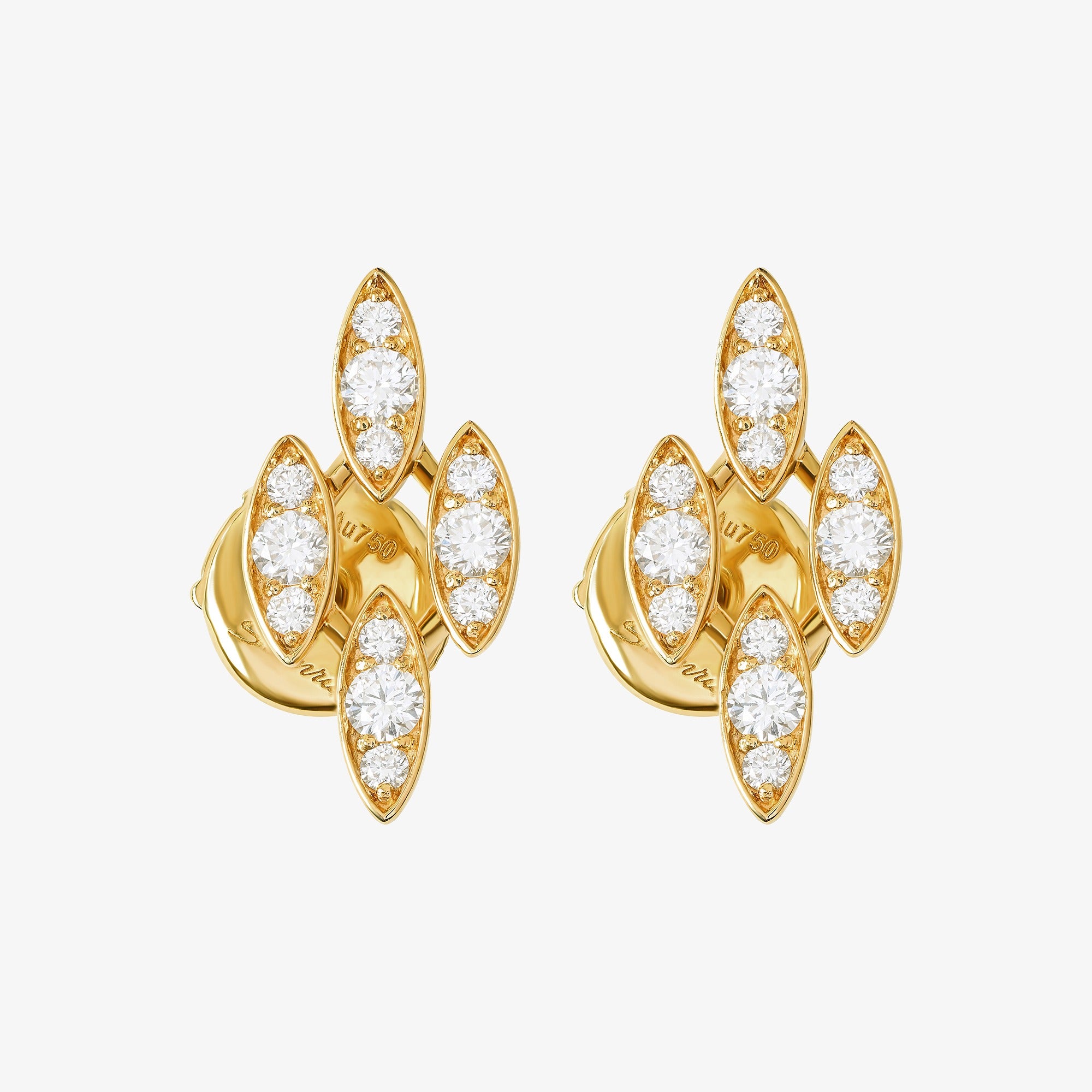 Barq Marquise Yellow Gold Diamond Stud Earring