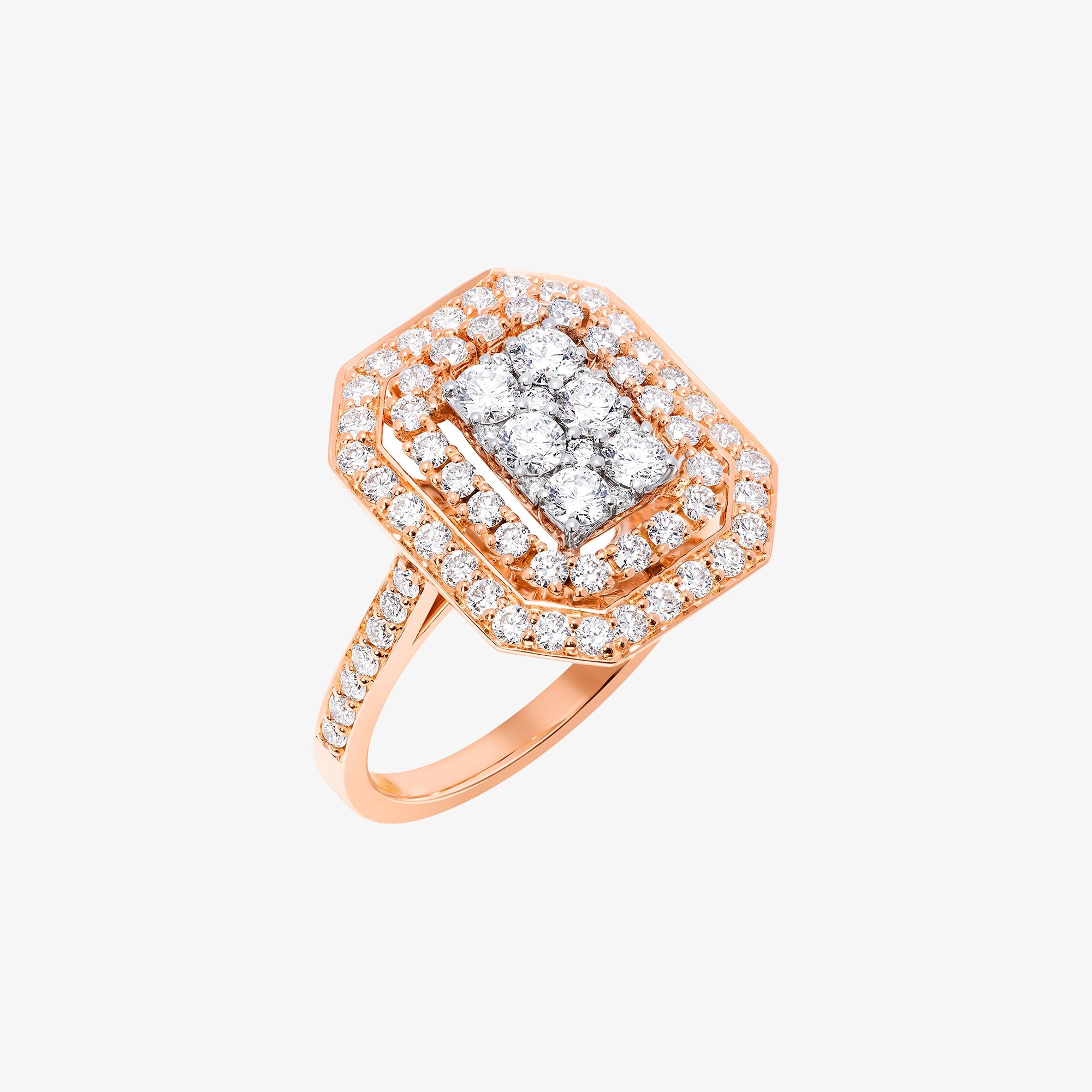 Barq Octagon Rose White Gold Diamond Ring