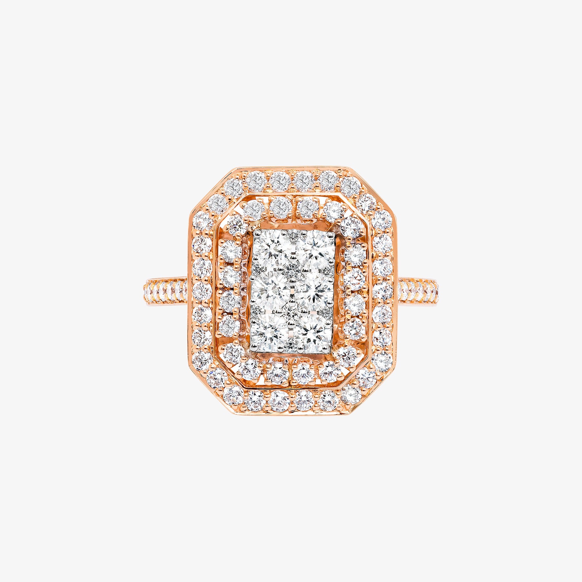Barq Octagon Rose White Gold Diamond Ring