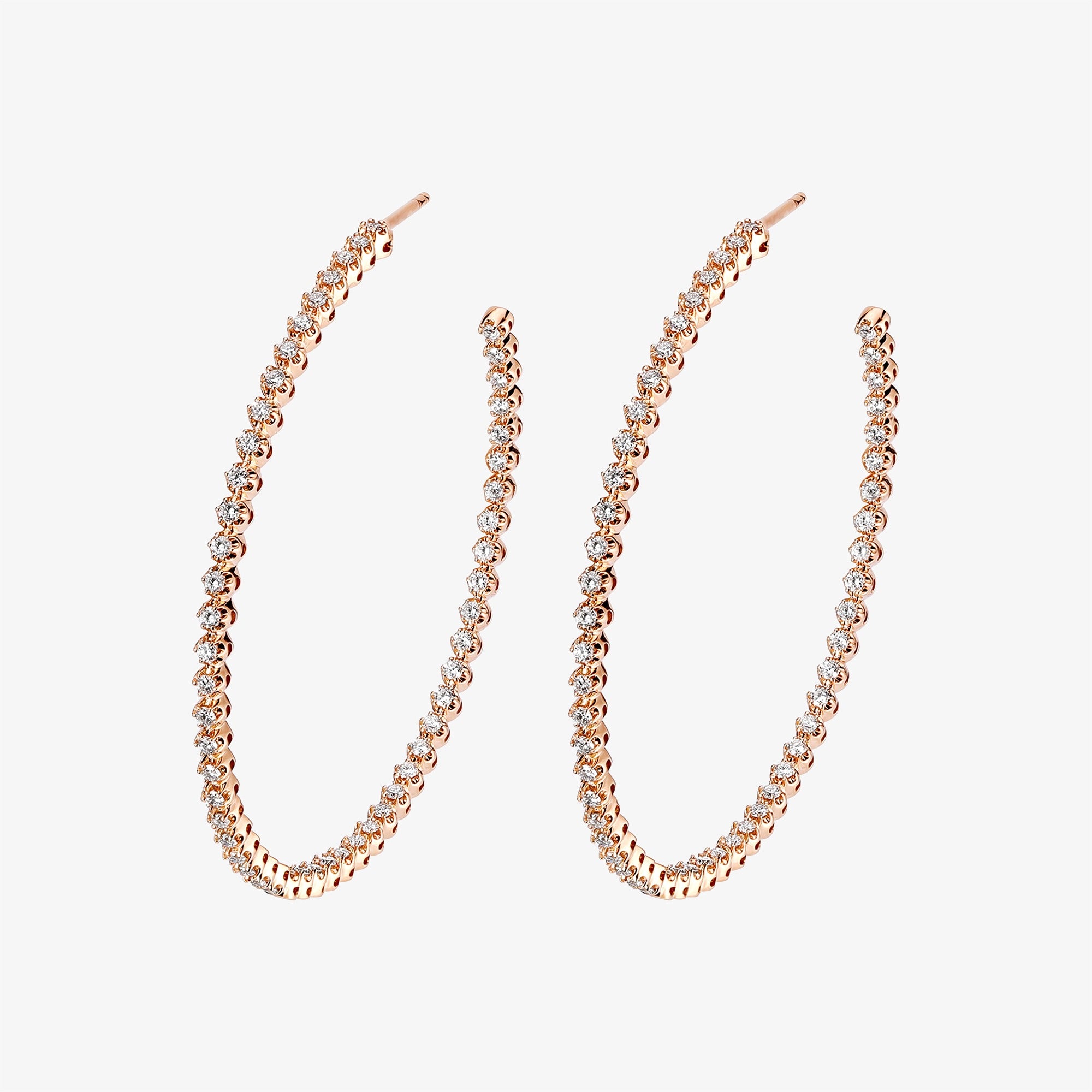 Barq Rose Gold Brilliant Diamond Large Hoop Earring