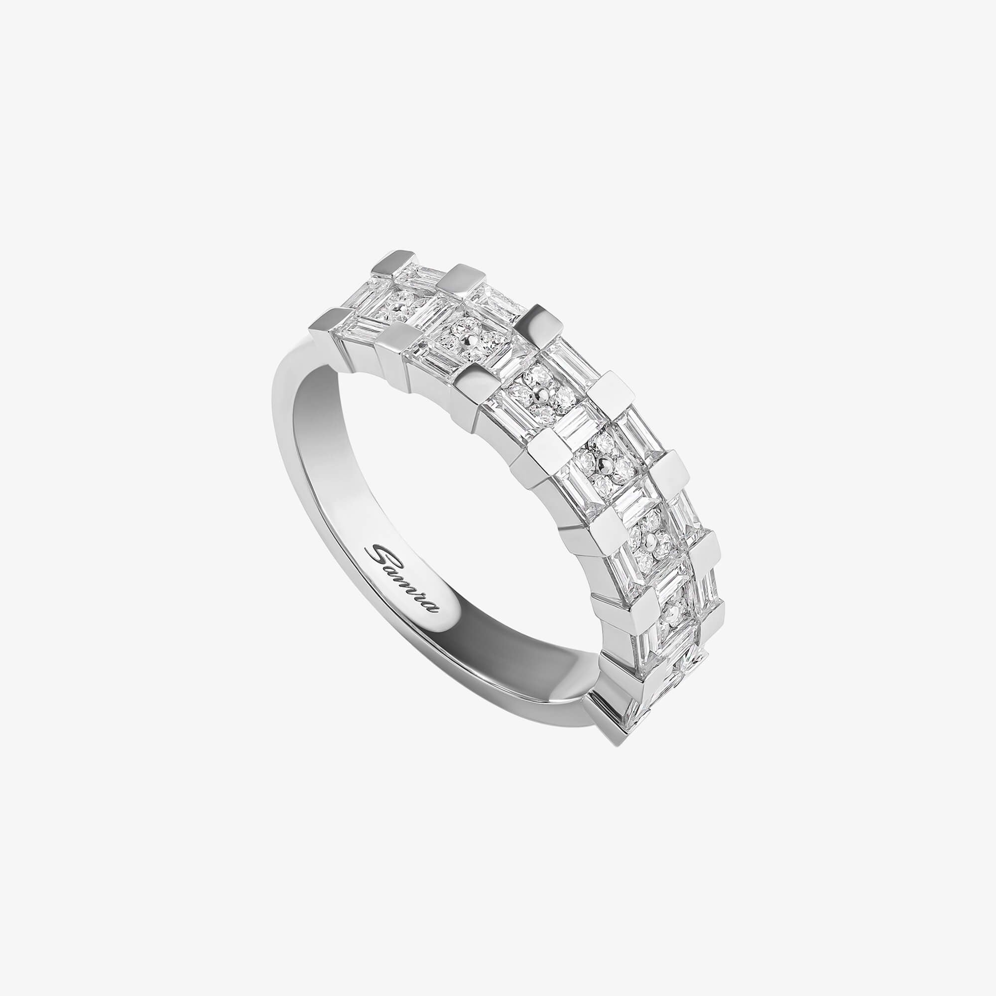 خاتم من الذهب الأبيض والماس من برق