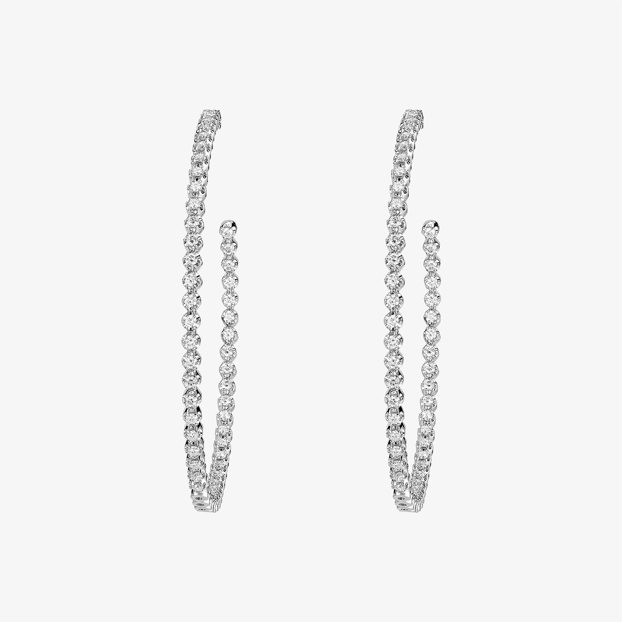 Barq White Gold Brilliant Diamond Large Hoop Earring
