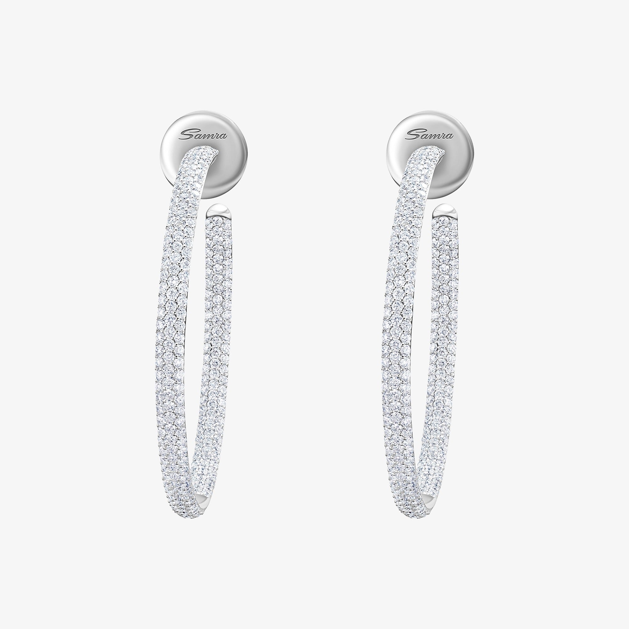 Barq White Gold Diamond Large Hoop Earring