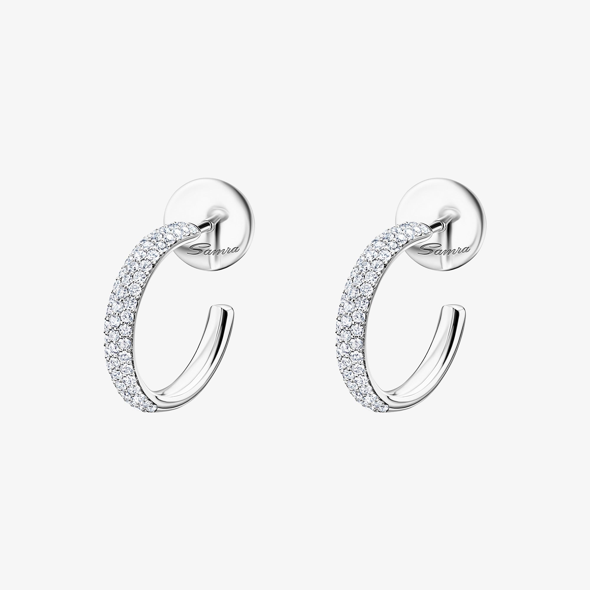 Barq White Gold Diamond Small Hoop Earring