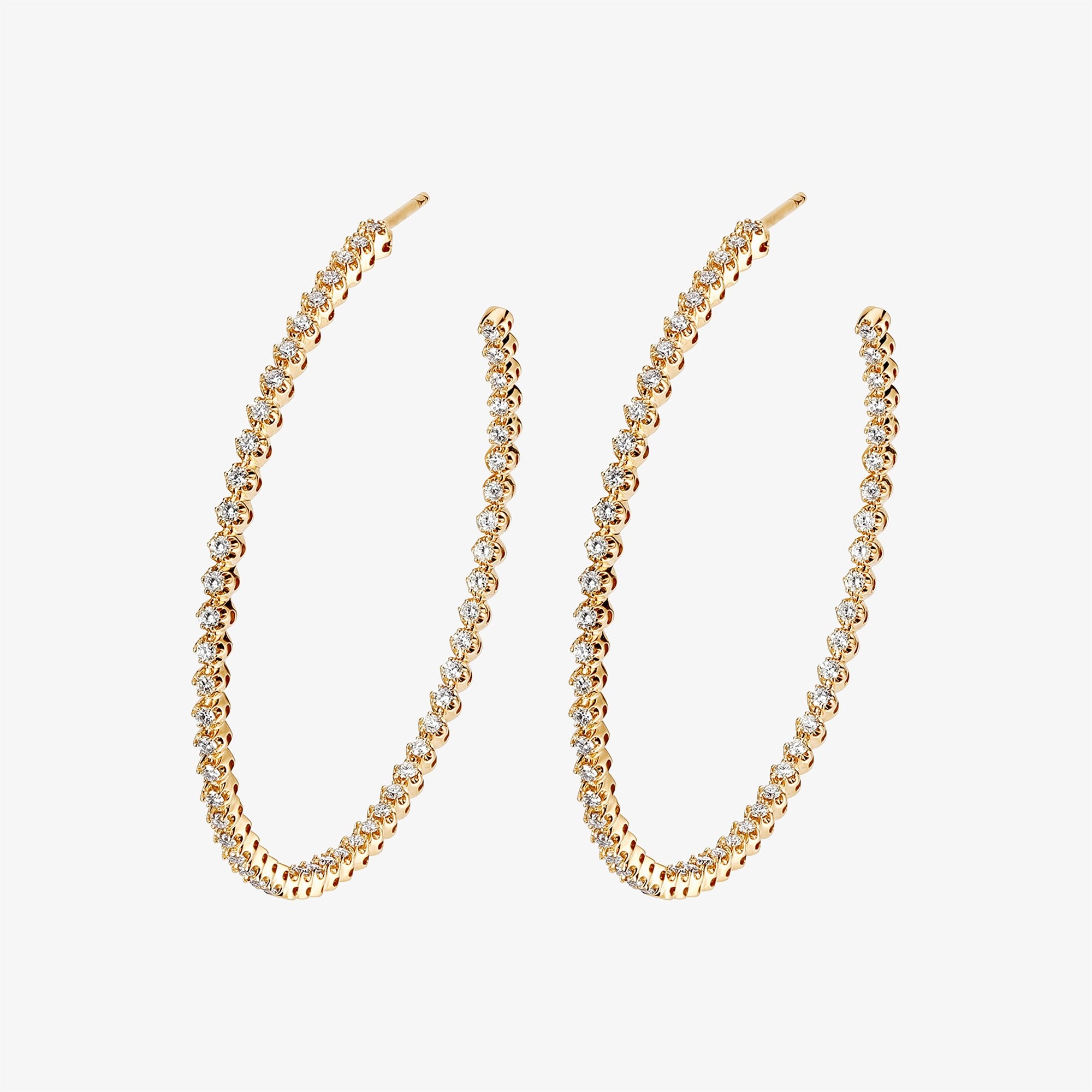 Barq Yellow Gold Brilliant Diamond Large Hoop Earring