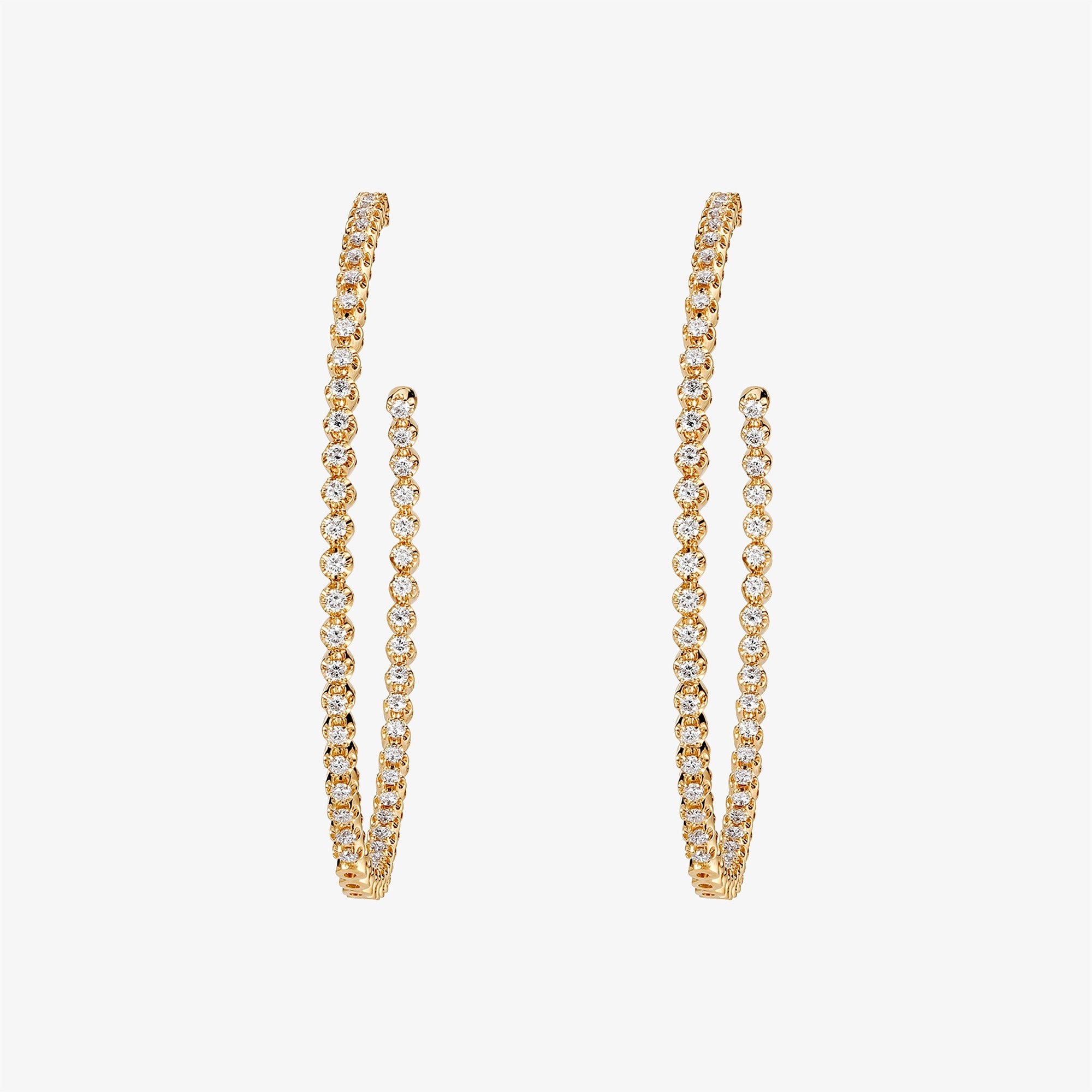 Barq Yellow Gold Brilliant Diamond Large Hoop Earring