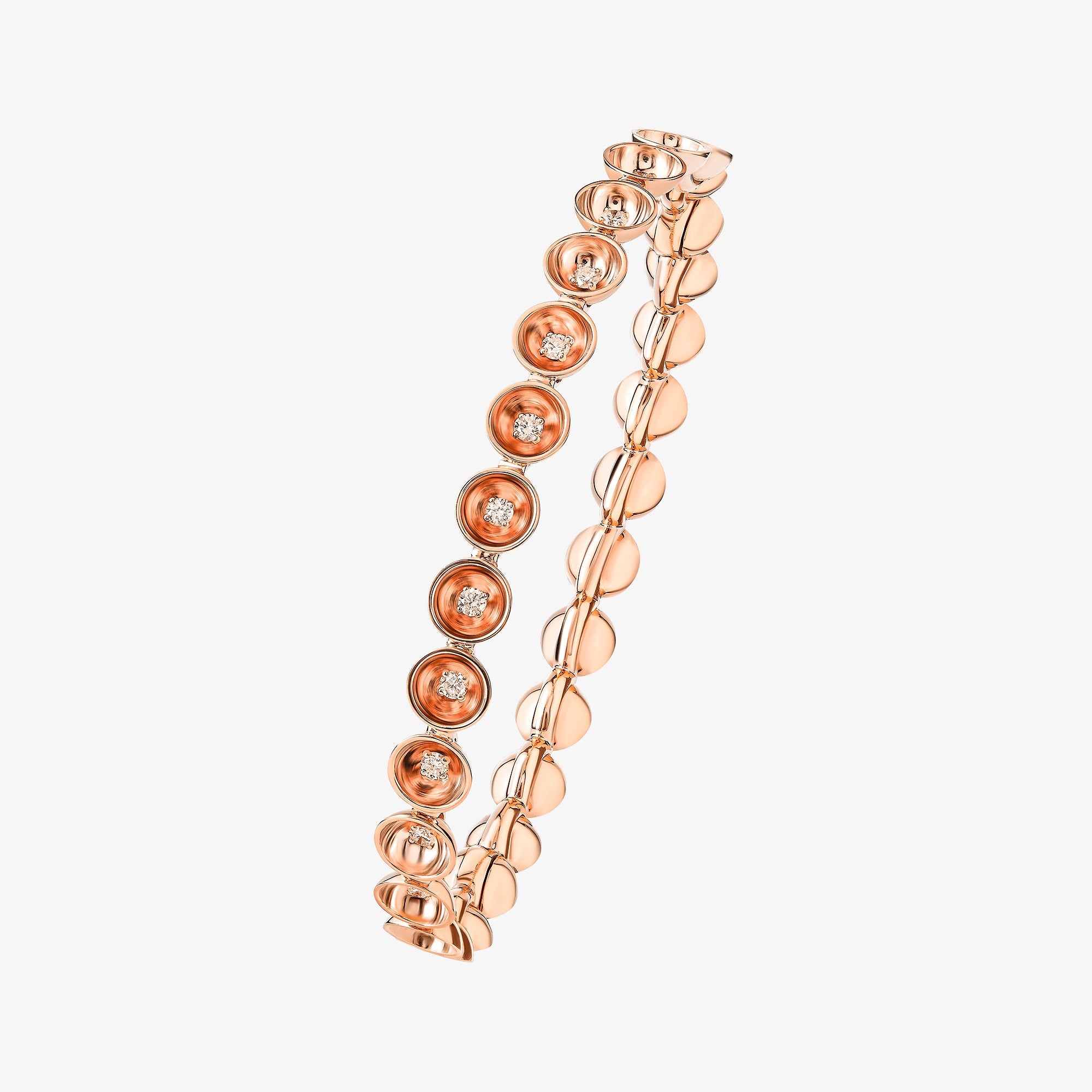 سوار بنت المطر من الذهب الزهري المرصع بالألماس