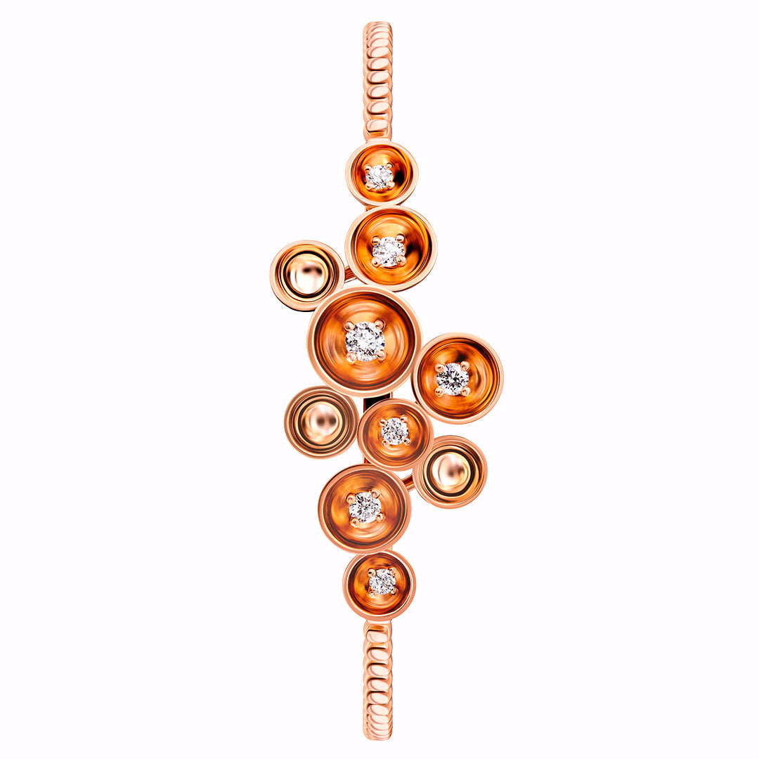 Bint Al Matar Rose Gold Cluster Bangle- Samra Jewellery - Diamond Jewellery - BINT AL MATAR